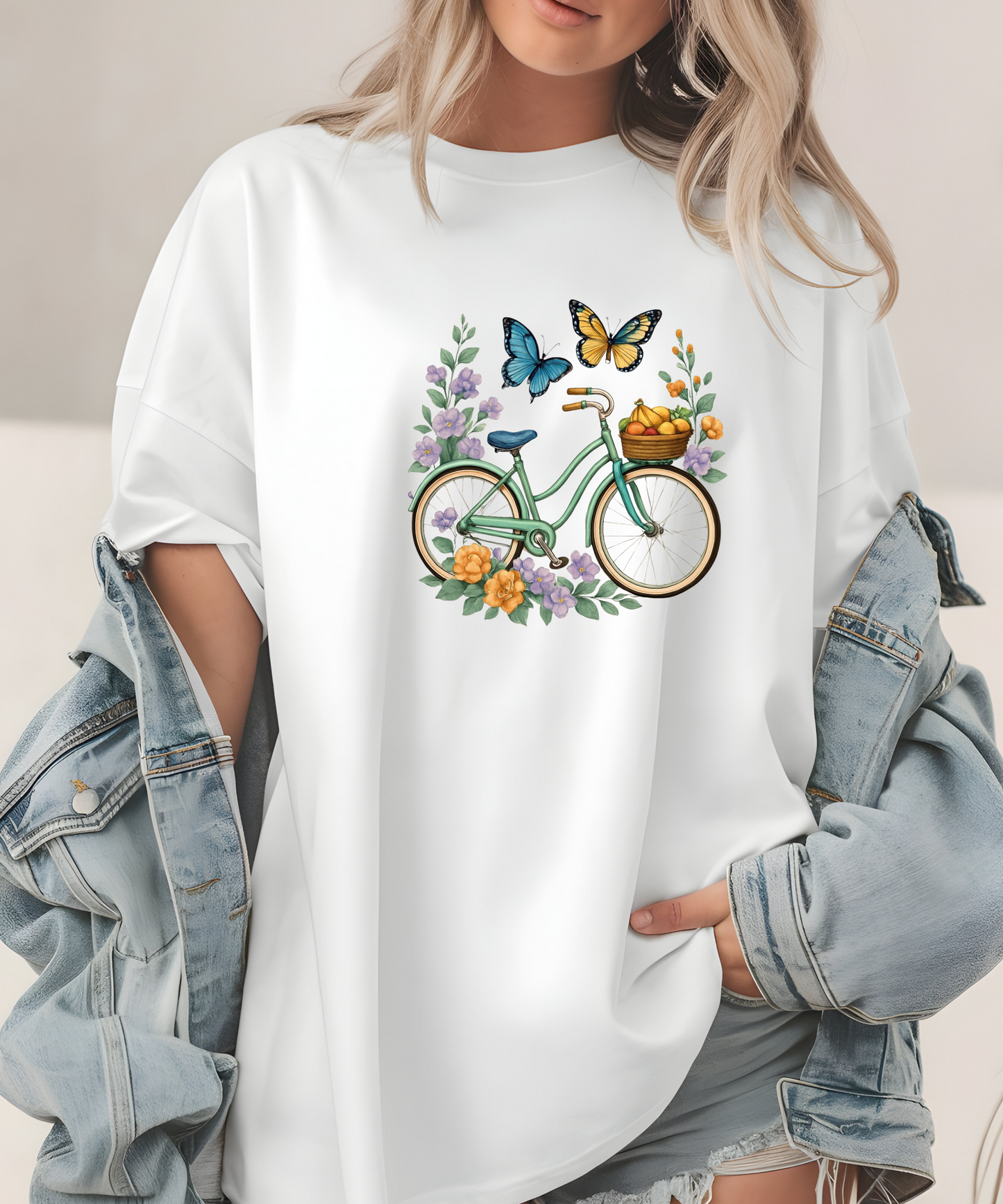 Vintage Bike with Flowers Tee | Aesthetic Nature Graphic Shirt
