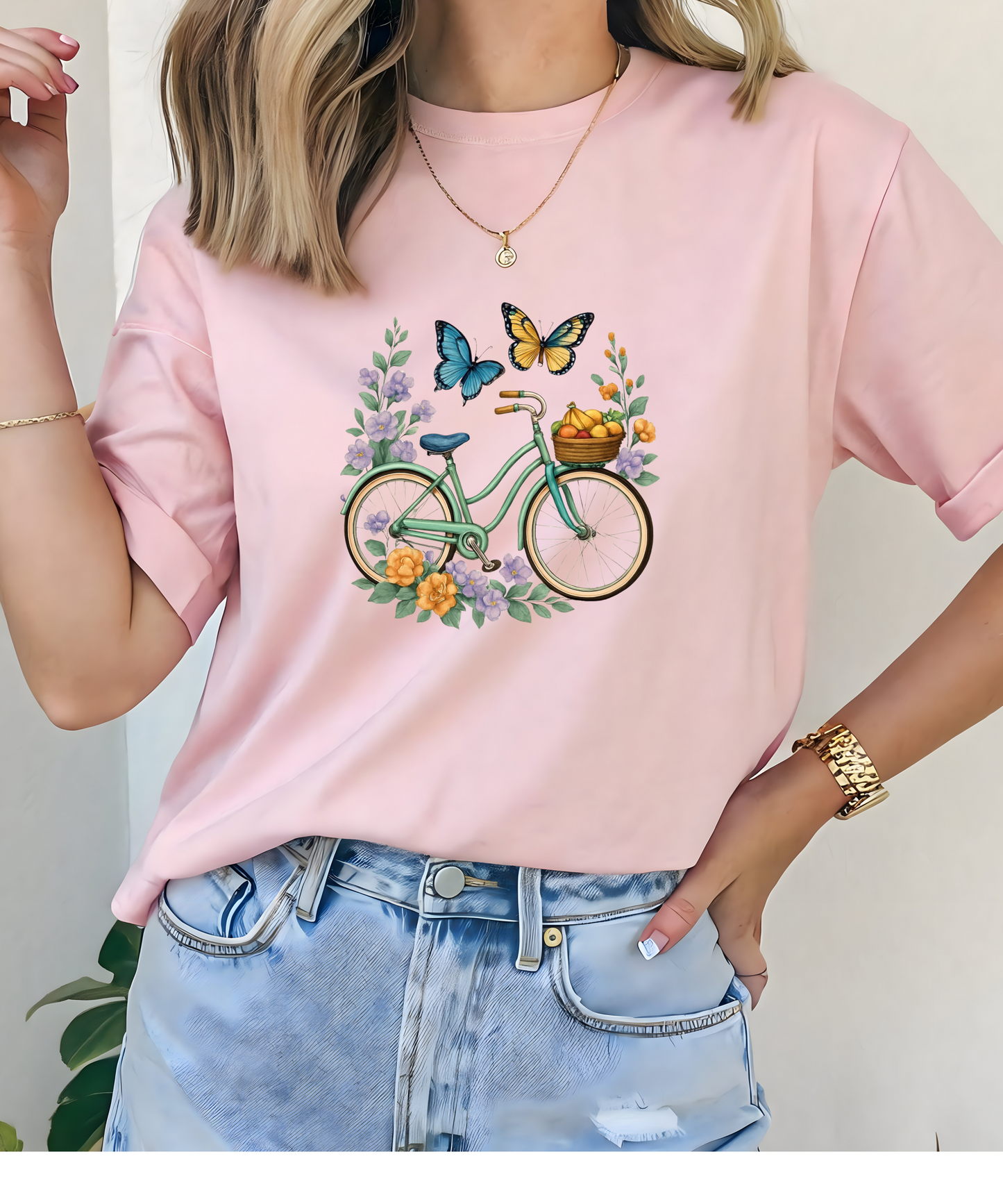 Vintage Bike with Flowers Tee | Aesthetic Nature Graphic Shirt