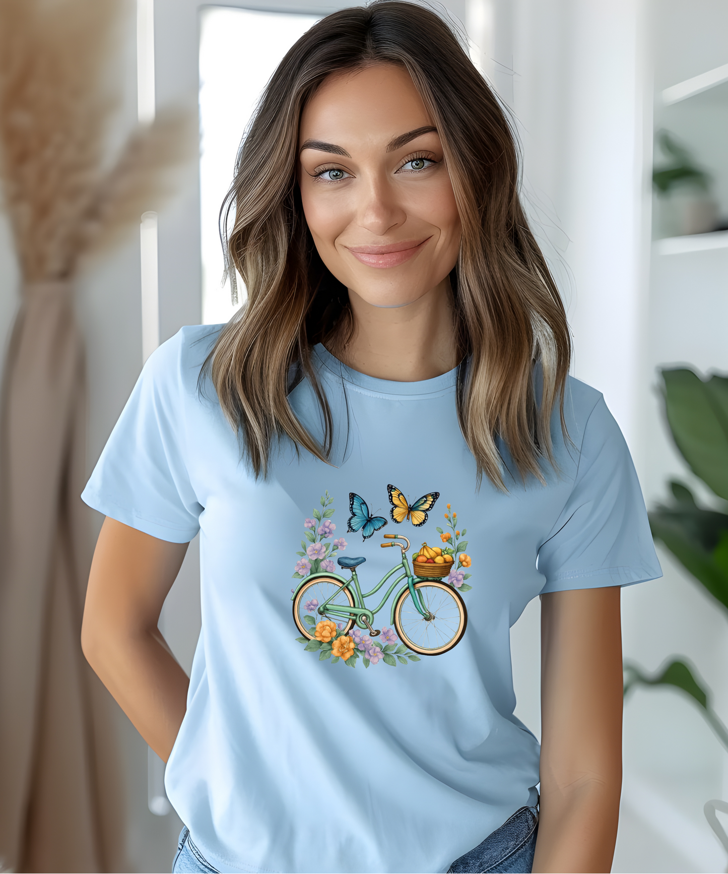 Vintage Bike with Flowers Tee | Aesthetic Nature Graphic Shirt
