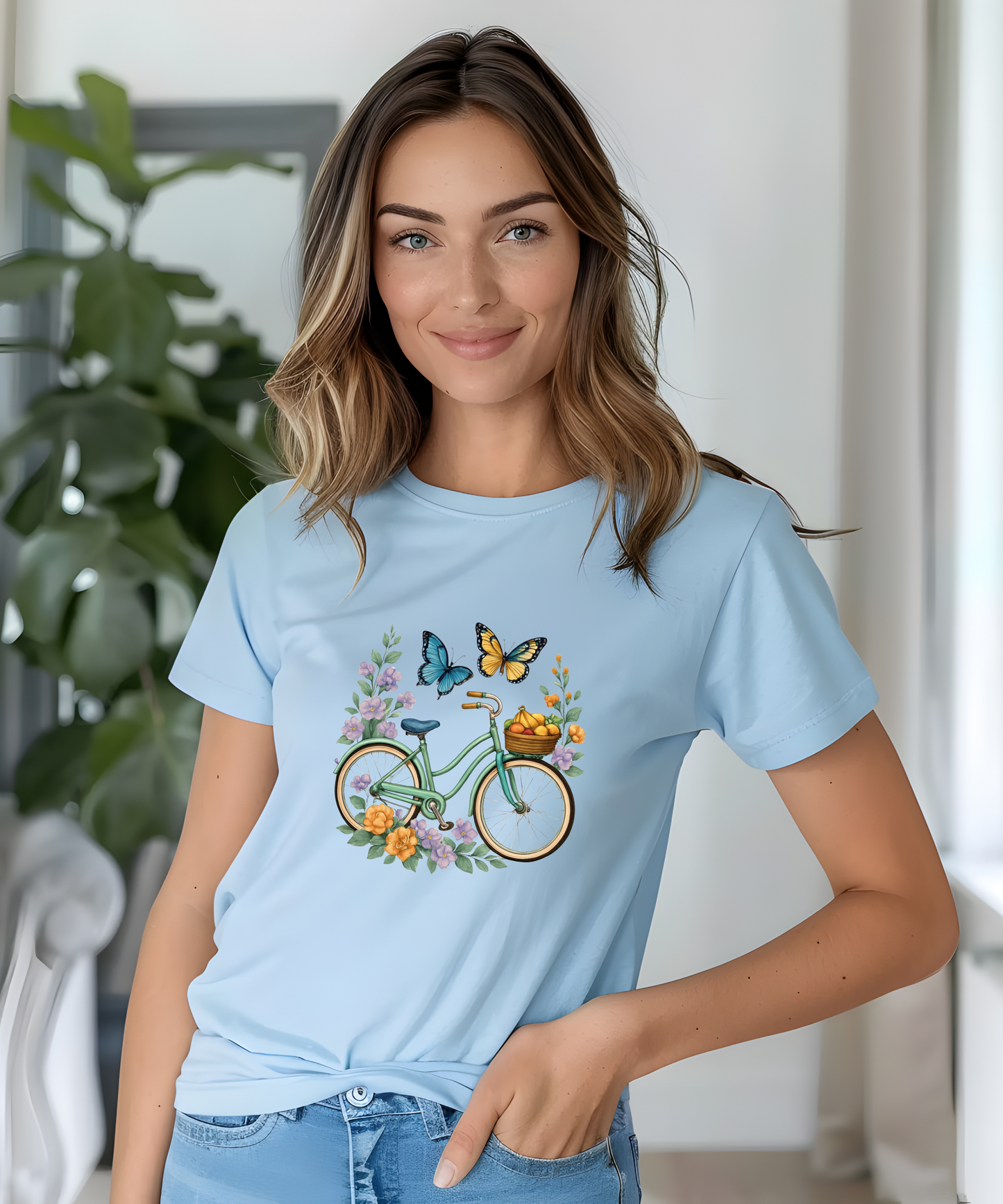 Vintage Bike with Flowers Tee | Aesthetic Nature Graphic Shirt