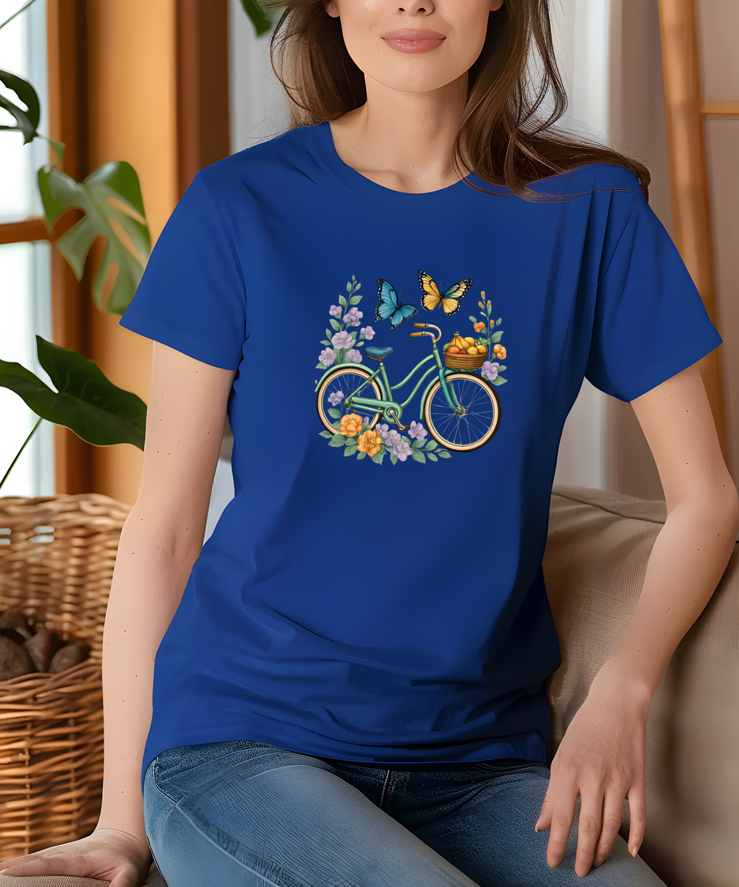 Vintage Bike with Flowers Tee | Aesthetic Nature Graphic Shirt