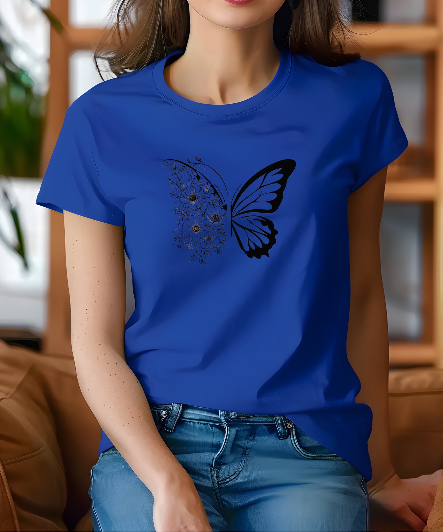 Butterfly Graphic T-Shirt |Nature-Inspired Cotton Tee on Gildan 5000 | Aesthetic Cottage core Shirt