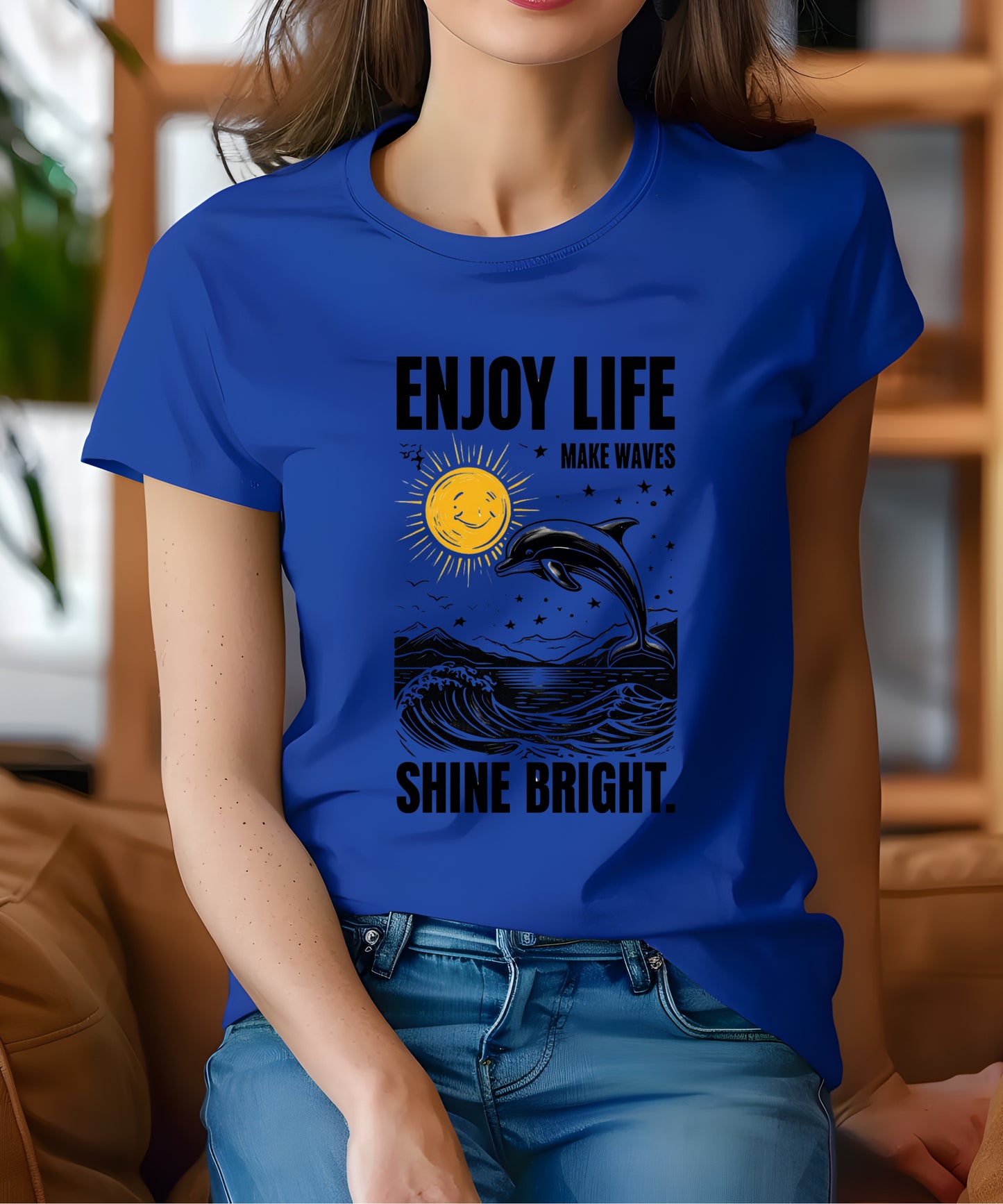 Enjoy Life Make Waves Shirt | Positive Quote Tee| Motivational Graphic T-Shirt, Uplifting Gift