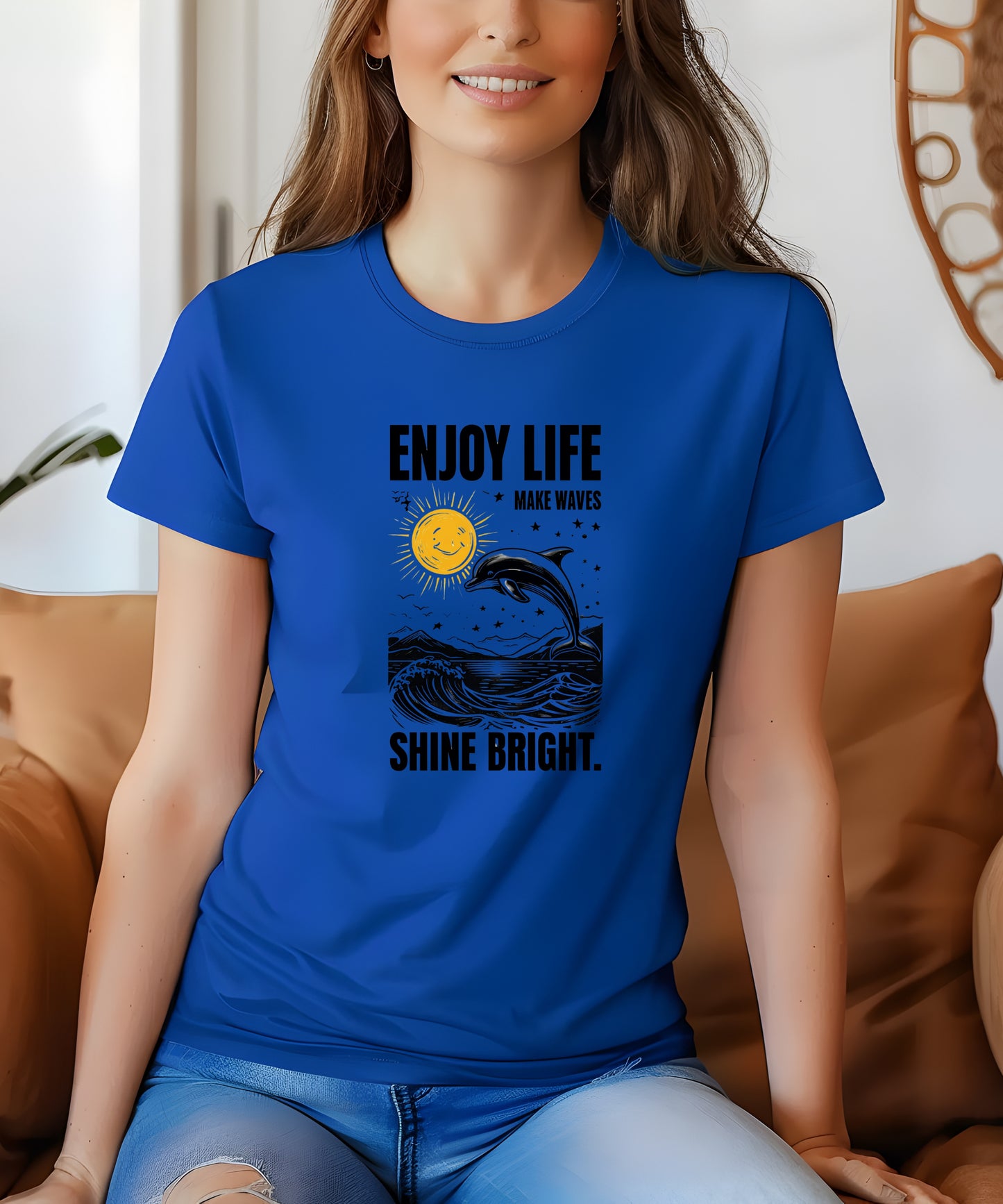 Enjoy Life Make Waves Shirt | Positive Quote Tee| Motivational Graphic T-Shirt, Uplifting Gift