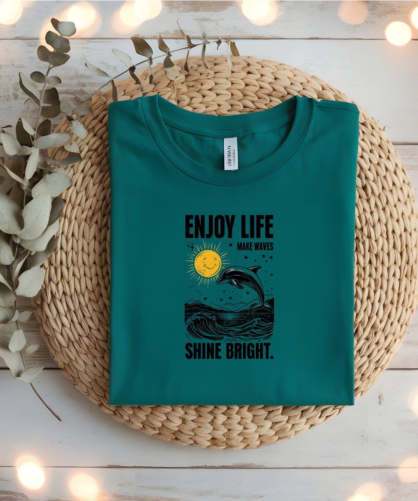 Enjoy Life Make Waves Shirt | Positive Quote Tee| Motivational Graphic T-Shirt, Uplifting Gift