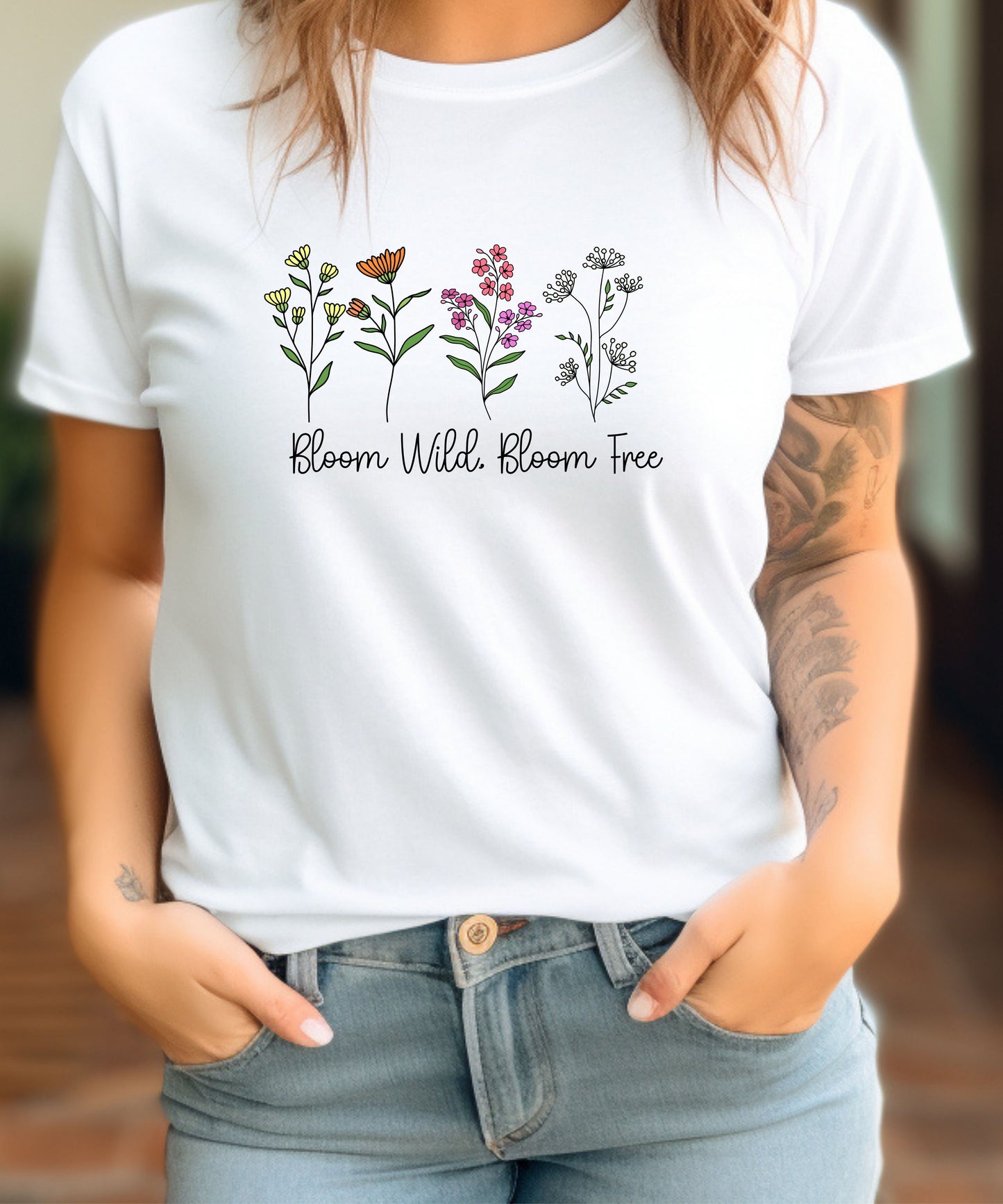 Bloom Wild Bloom Free Shirt, Wildflower Quote T-Shirt, Boho Nature Graphic Tee, Botanical Shirt
