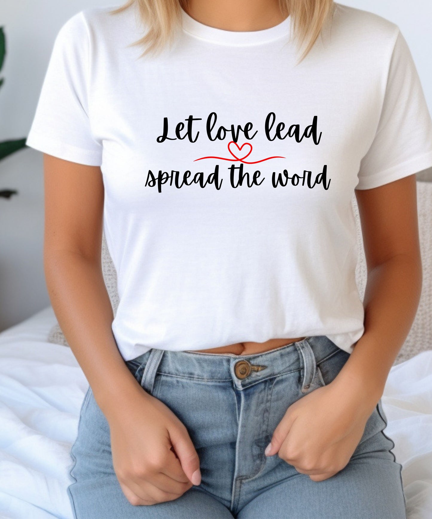 Gildan Tee Let Love Lead Shirt| Unisex T-shirt with Inspirational Quote| Positive Message| Kindness Gift| Faith &| Love Graphic Top