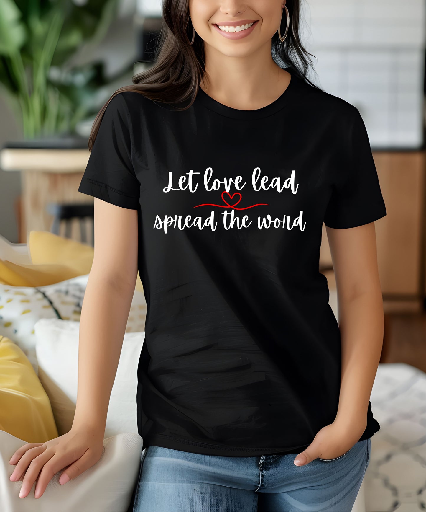 Gildan Tee Let Love Lead Shirt| Unisex T-shirt with Inspirational Quote| Positive Message| Kindness Gift| Faith &| Love Graphic Top