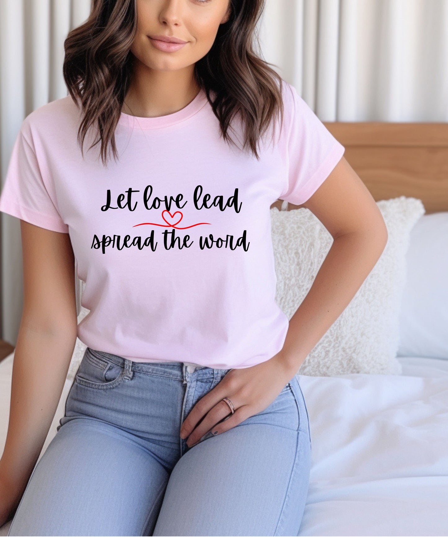 Gildan Tee Let Love Lead Shirt| Unisex T-shirt with Inspirational Quote| Positive Message| Kindness Gift| Faith &| Love Graphic Top