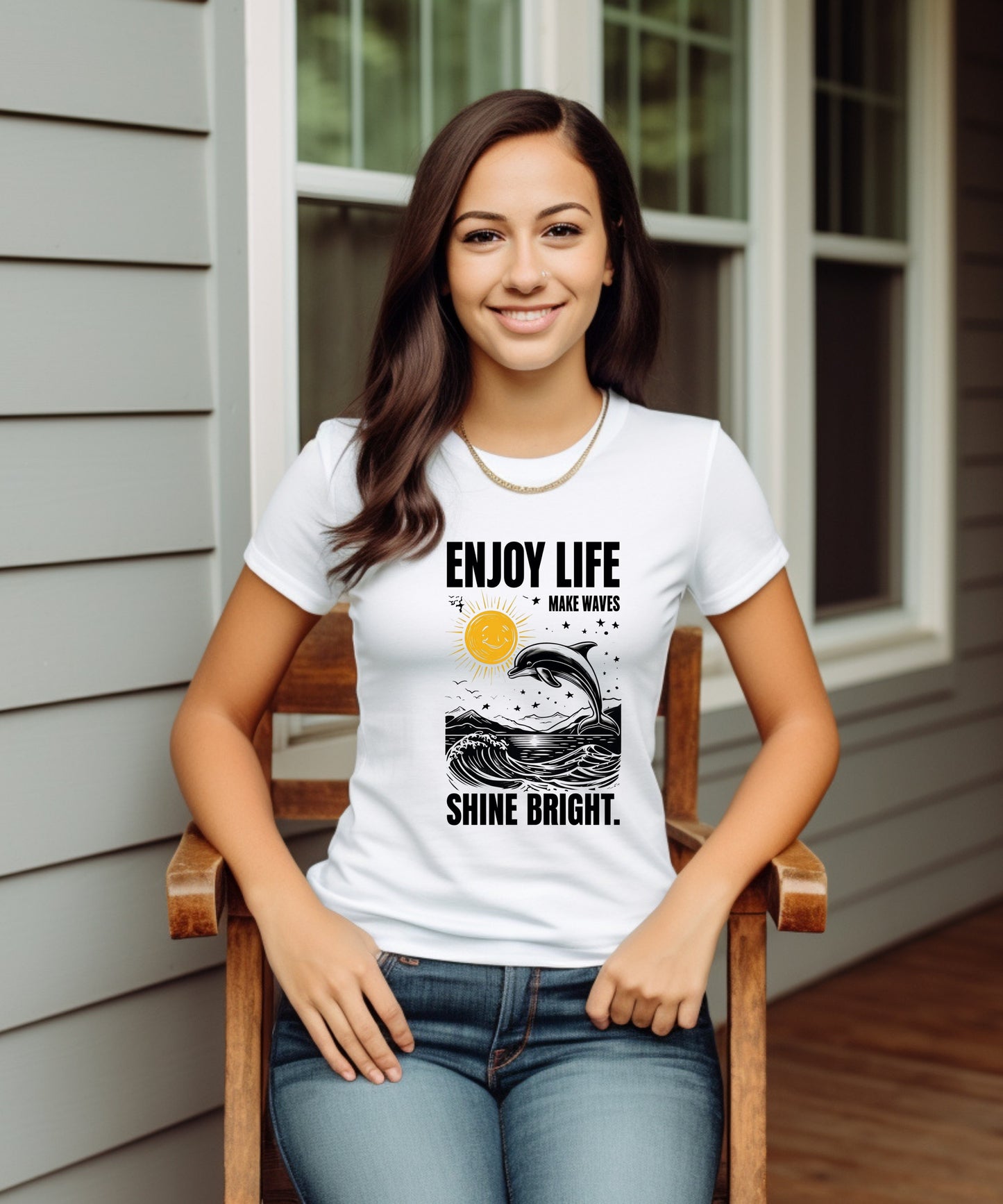 Enjoy Life Make Waves Shirt | Positive Quote Tee| Motivational Graphic T-Shirt, Uplifting Gift