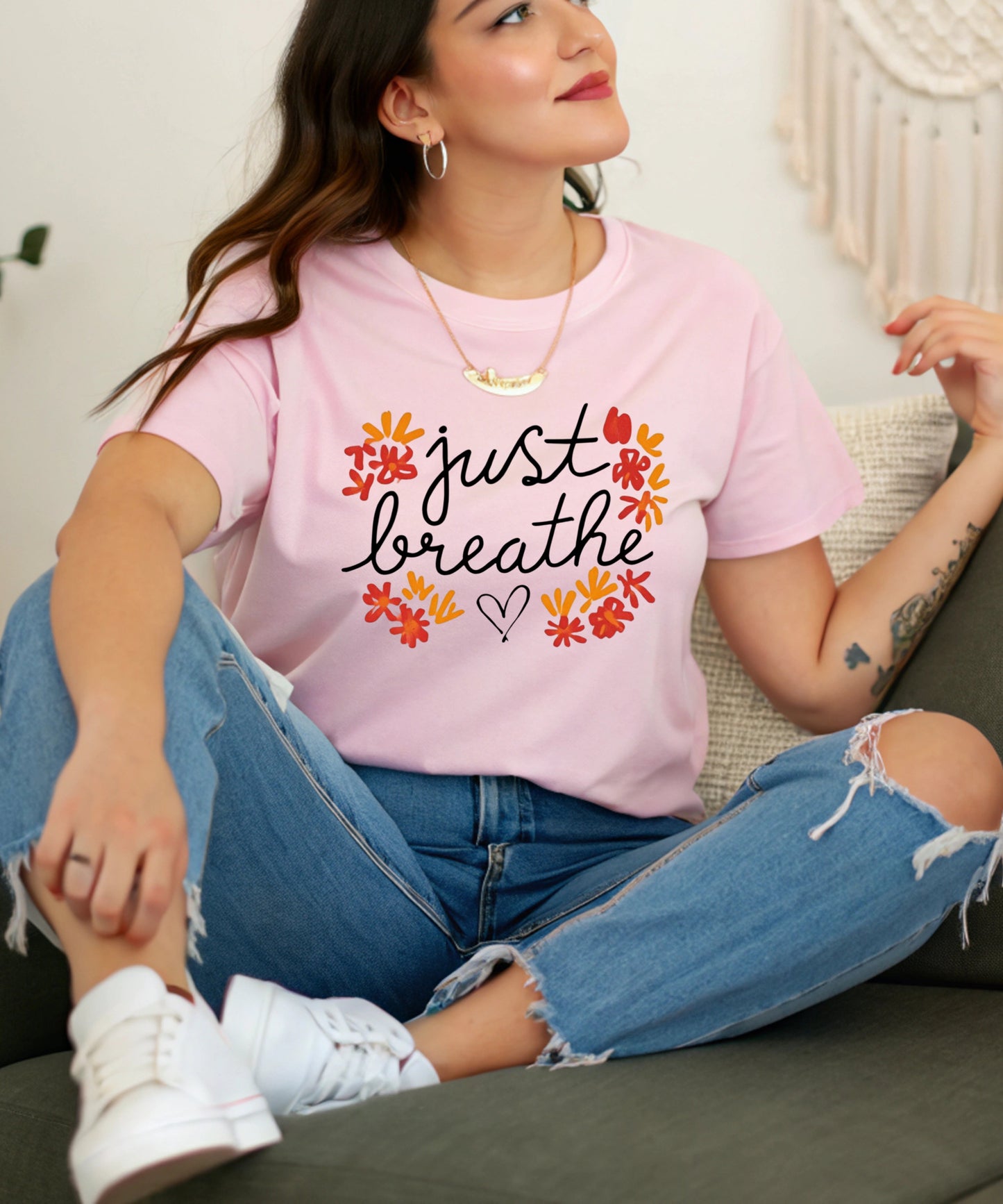 Just Breathe Shirt | Mindfulness Quote Tee| Mental Health Awareness T-Shirt