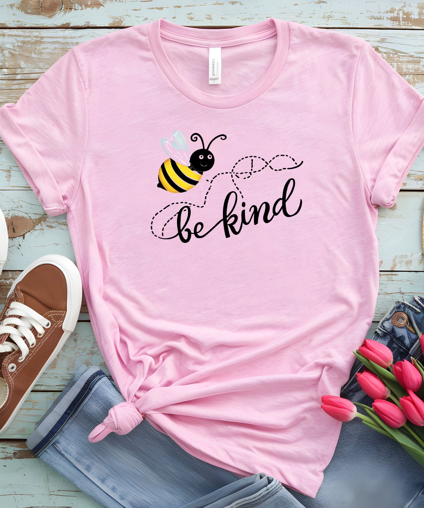 Be Kind Positive Message T-Shirt |Minimalist Graphic Tee on Gildan 5000 | Mental Health & Self-Care
