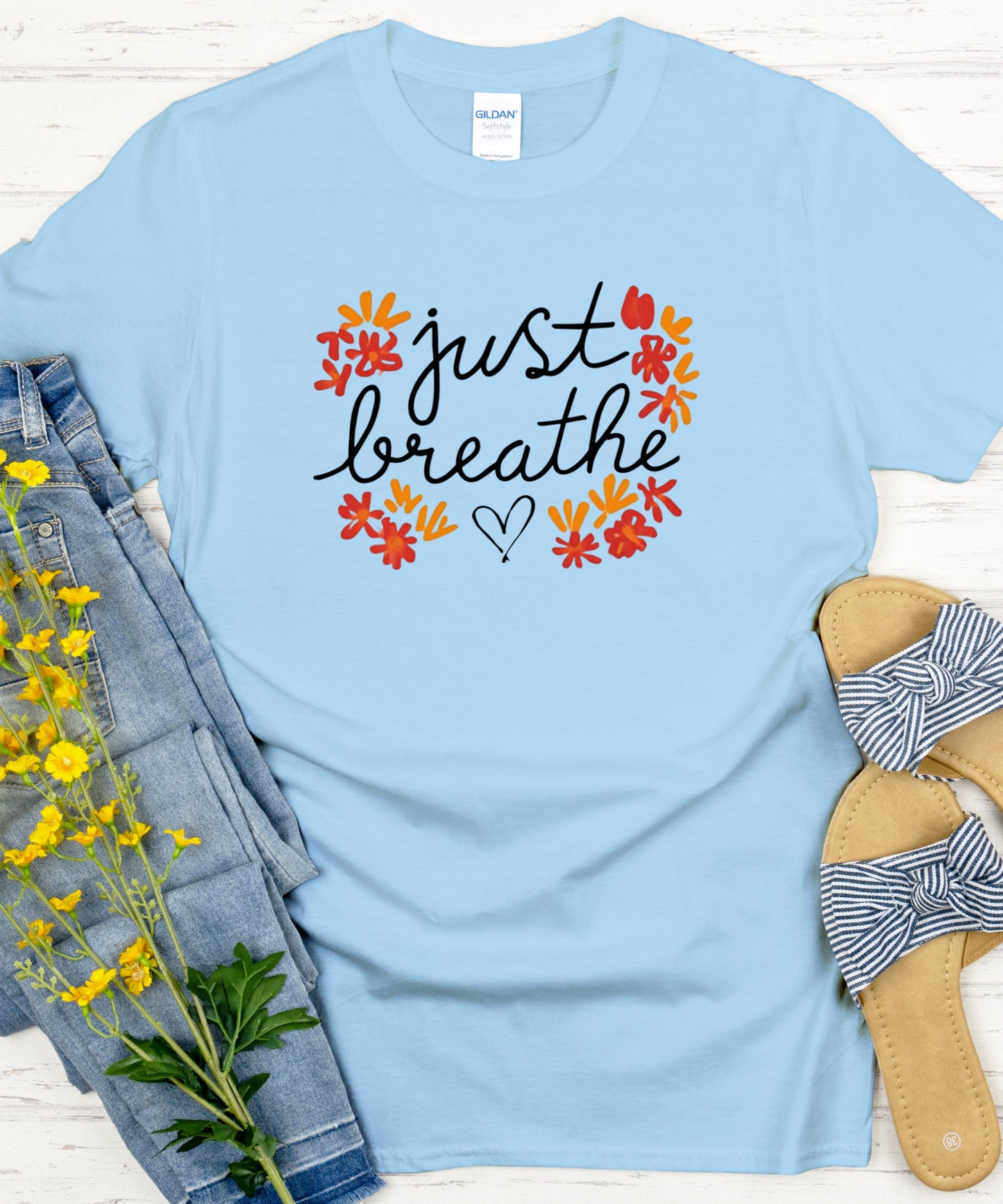 Just Breathe Shirt | Mindfulness Quote Tee| Mental Health Awareness T-Shirt