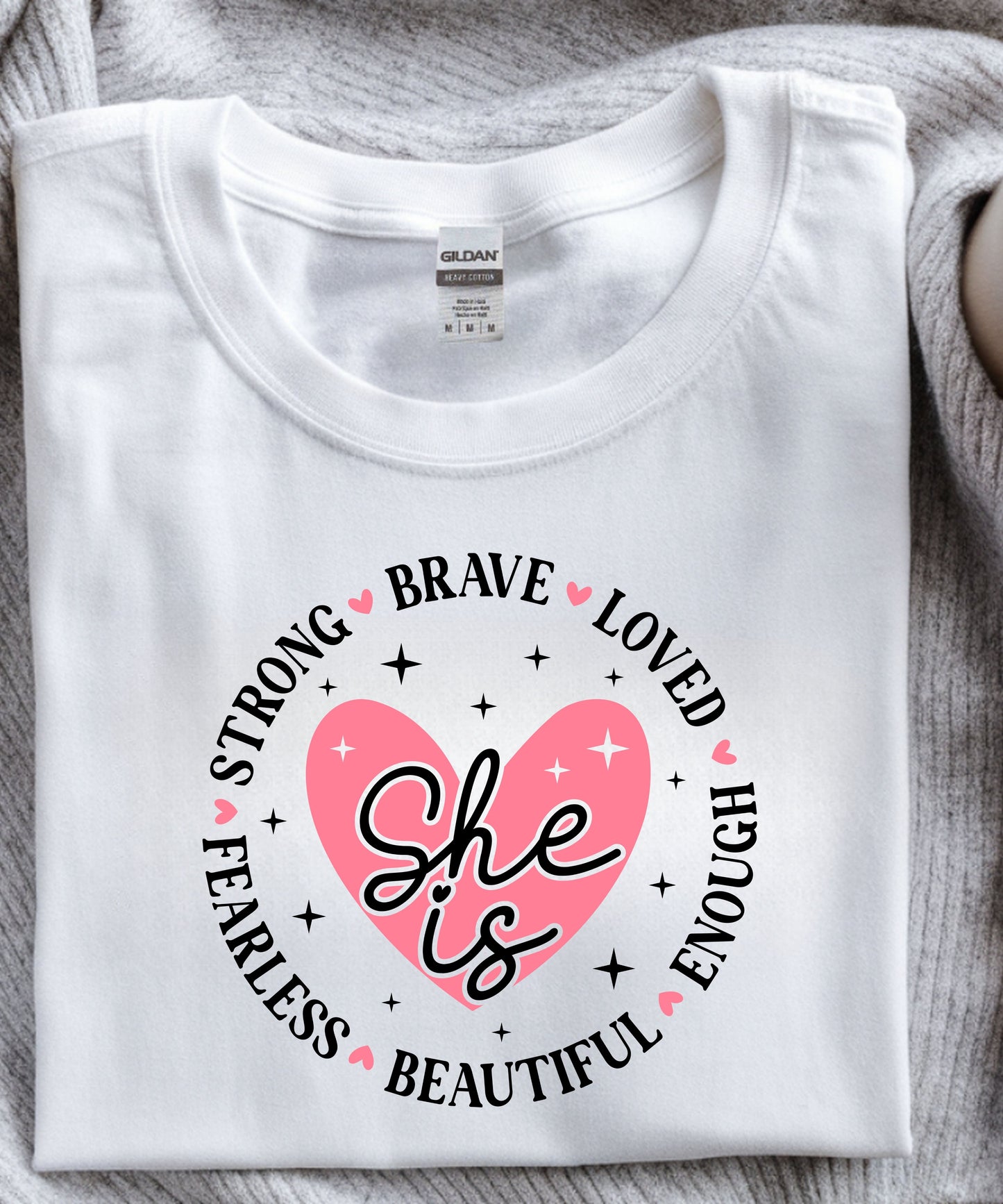 2-Pack Women’s T-Shirt Bundle | Merry Christmas & “Brave Strong Loved Enough Fearless Beautiful” Empowerment Tees