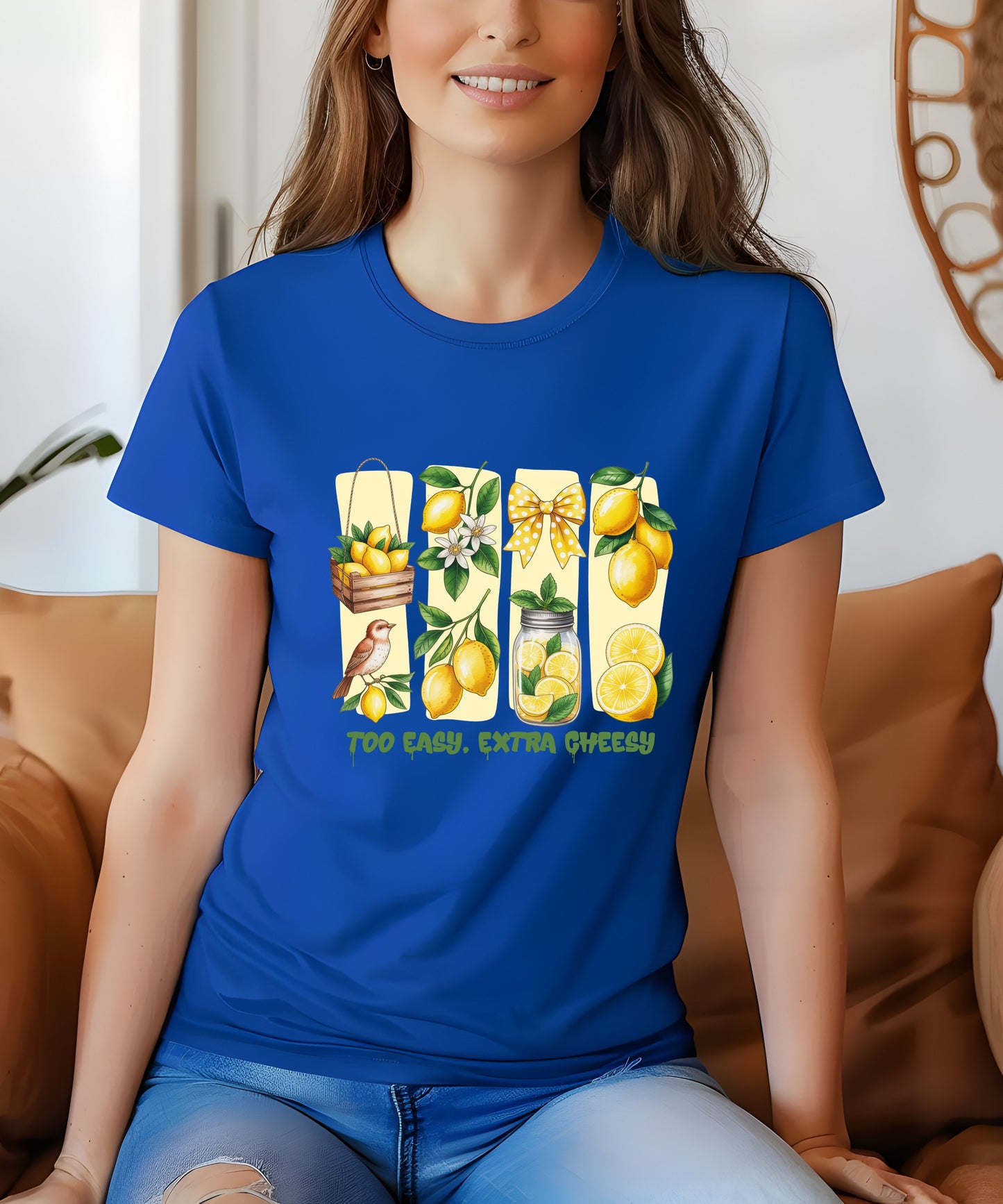 Too Easy Extra Cheesy Lemon T-Shirt |Cute Summer Graphic Tee| Citrus Aesthetic Shirt