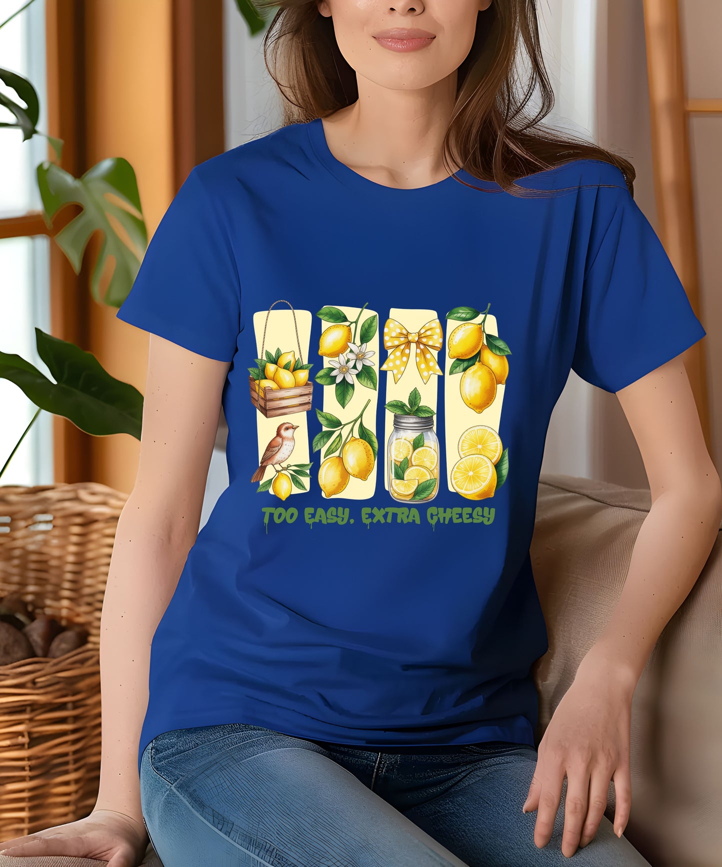 Too Easy Extra Cheesy Lemon T-Shirt |Cute Summer Graphic Tee| Citrus Aesthetic Shirt