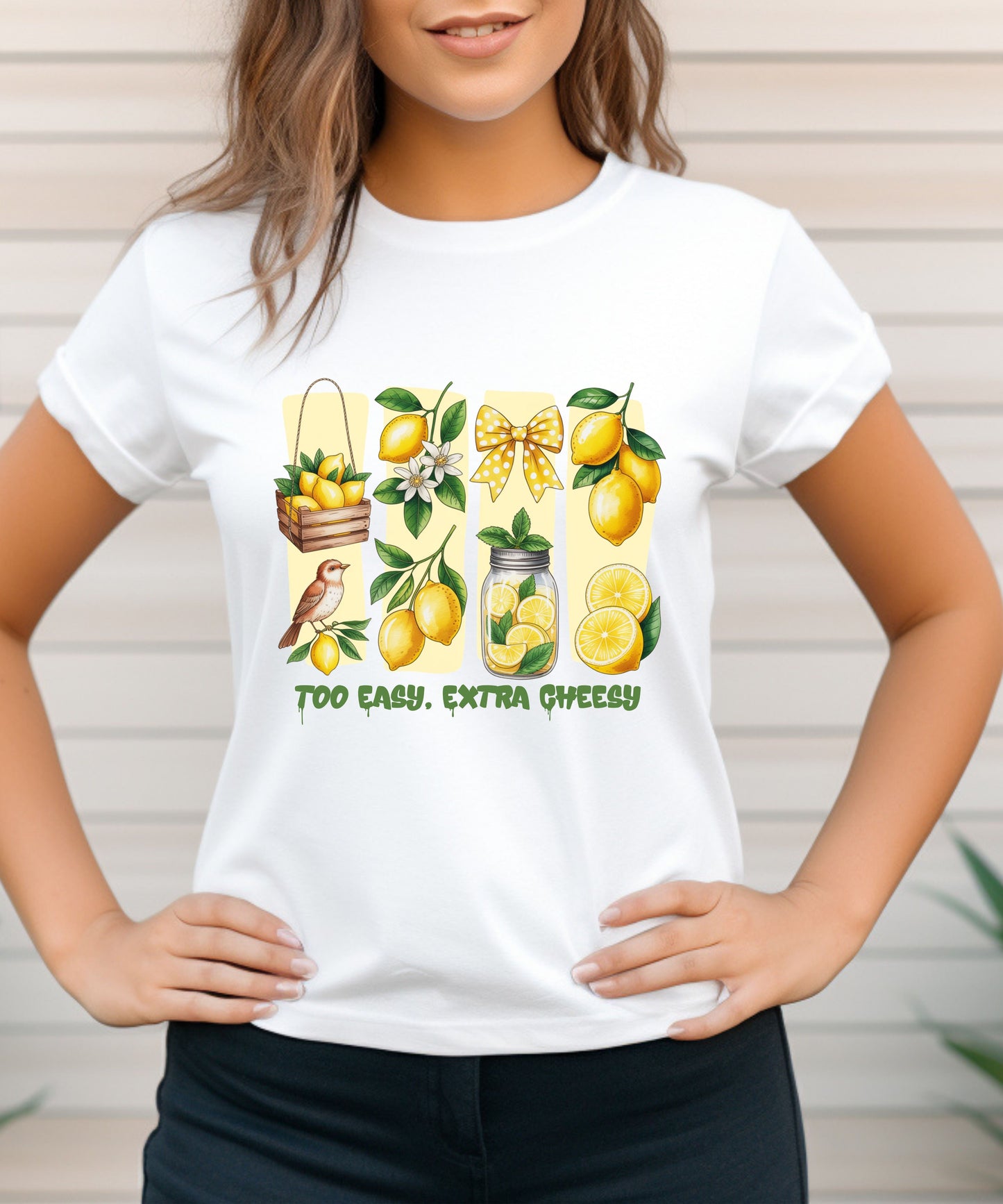 Too Easy Extra Cheesy Lemon T-Shirt |Cute Summer Graphic Tee| Citrus Aesthetic Shirt