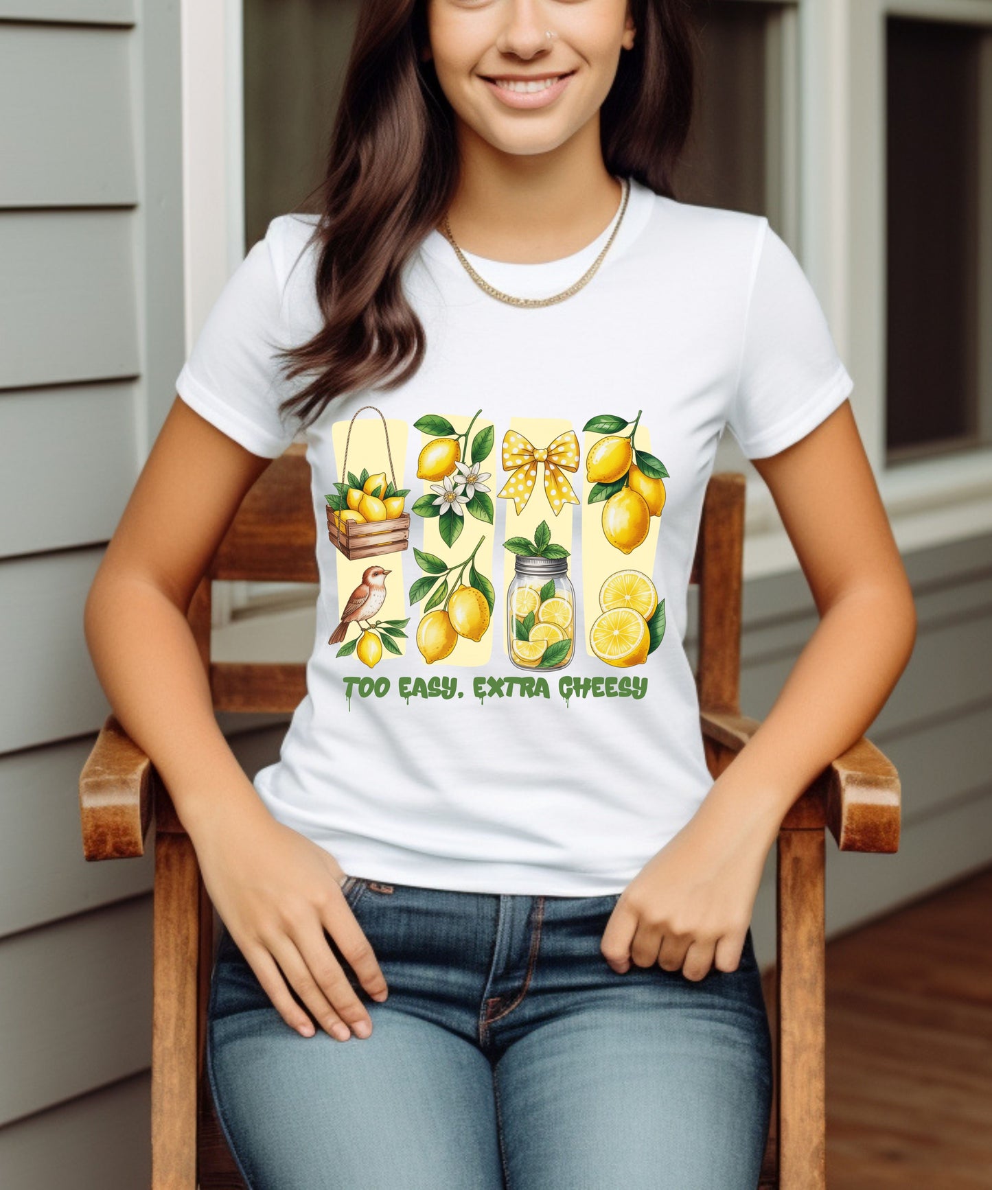 Too Easy Extra Cheesy Lemon T-Shirt |Cute Summer Graphic Tee| Citrus Aesthetic Shirt