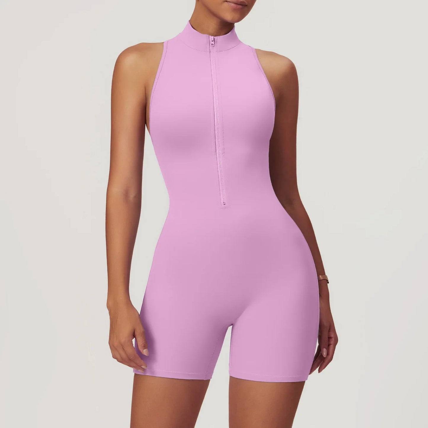 Backless Zipper Yoga Jumpsuit | Breathable, Quick-Dry Nylon, Anti-Wrinkle, Sleeveless Fit for Yoga & Fitness