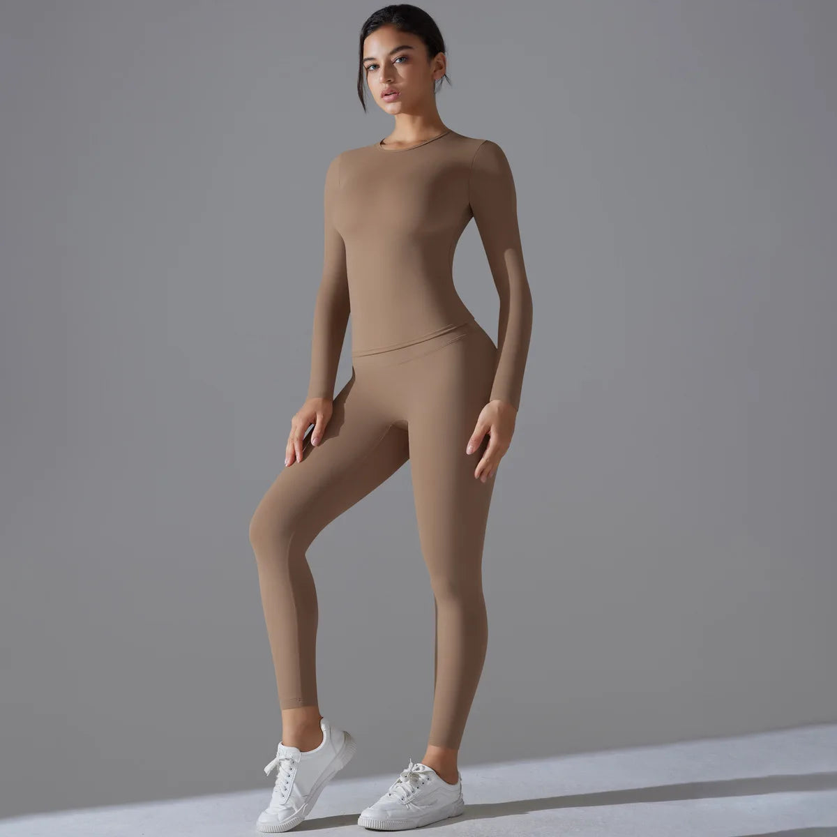 High-Waist Elastic Fitness Suit | Breathable Nylon, Quick-Dry, Stylish, Regular Fit, Long Sleeve