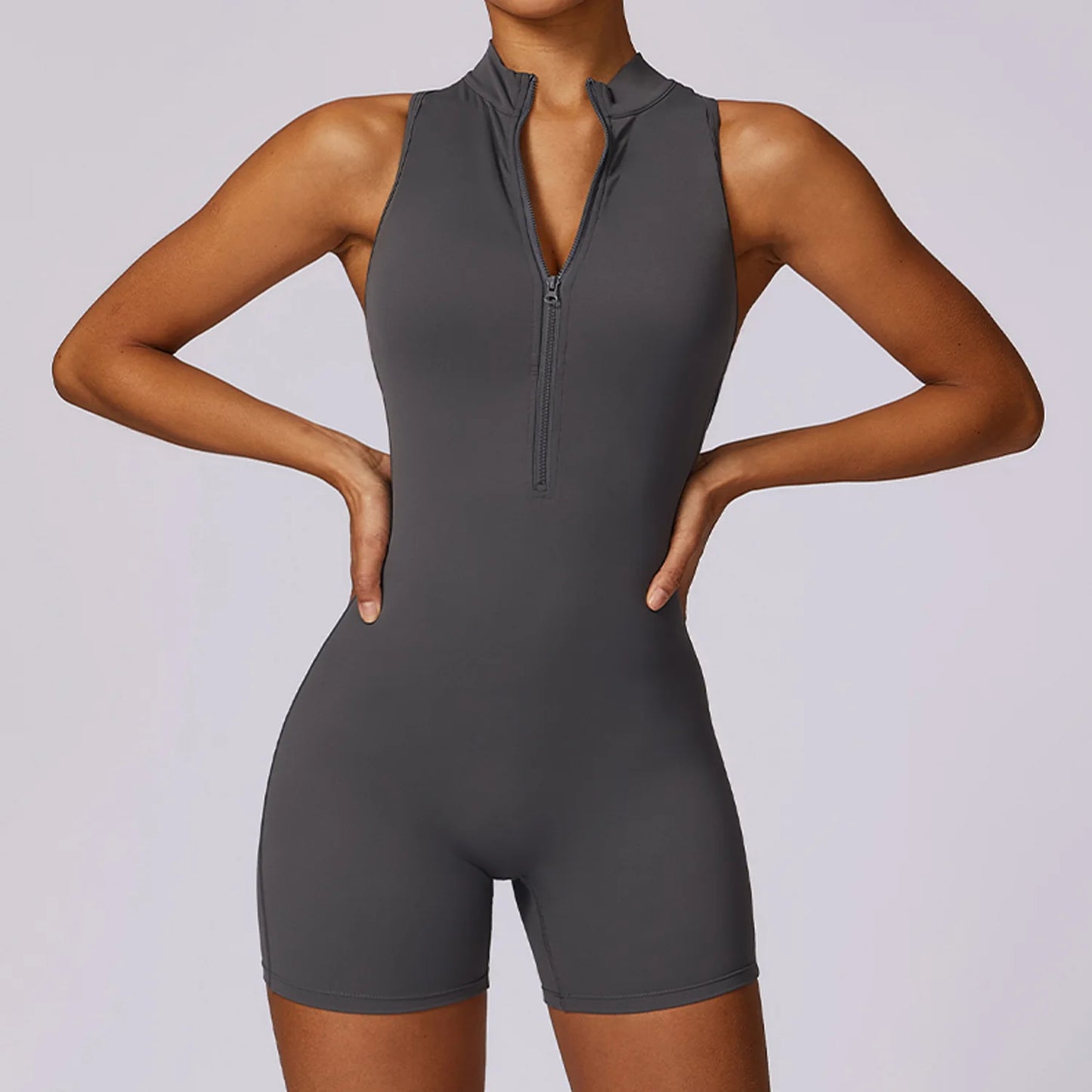 Backless Zipper Yoga Jumpsuit | Breathable, Quick-Dry Nylon, Anti-Wrinkle, Sleeveless Fit for Yoga & Fitness