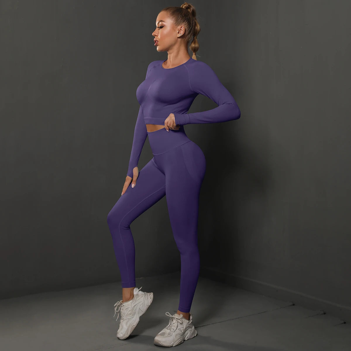2-Piece Seamless Gym Set | High-Quality Spandex & Nylon, Quick-Dry, Slim Fit, O-Neck Collar