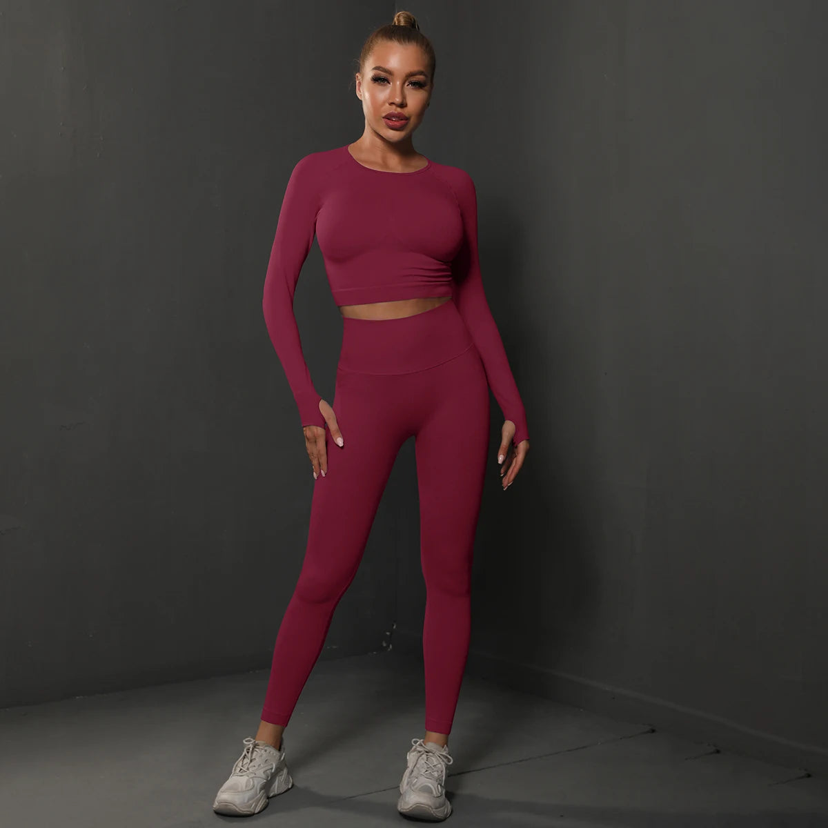 2-Piece Seamless Gym Set | High-Quality Spandex & Nylon, Quick-Dry, Slim Fit, O-Neck Collar