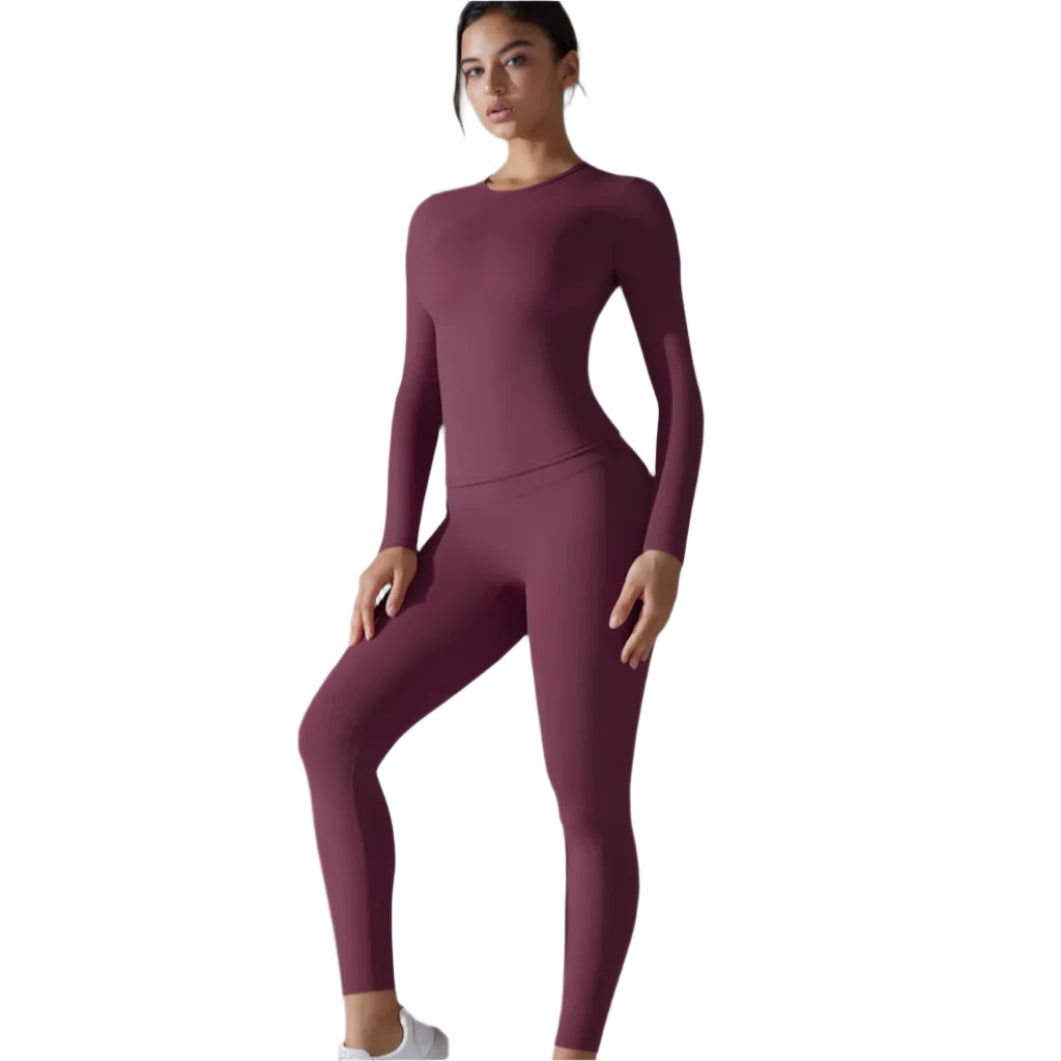High-Waist Elastic Fitness Suit | Breathable Nylon, Quick-Dry, Stylish, Regular Fit, Long Sleeve