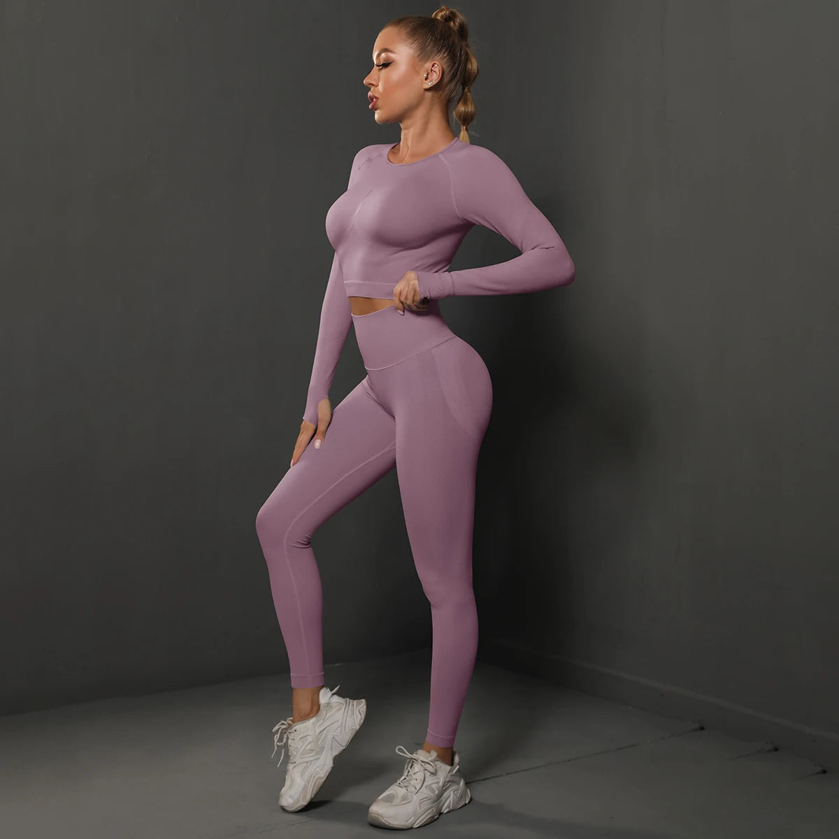 2-Piece Seamless Gym Set | High-Quality Spandex & Nylon, Quick-Dry, Slim Fit, O-Neck Collar