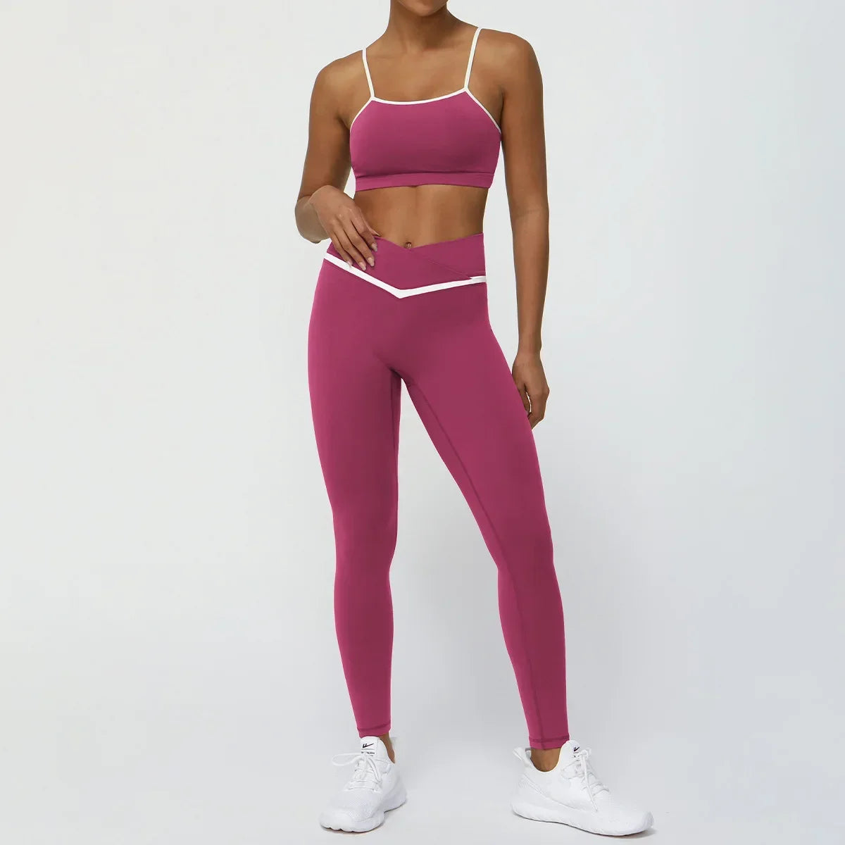 Cross Yoga Set Women's Tracksuit | Supportive Top, Nylon & Spandex, Anti-Pilling, Anti-Shrink