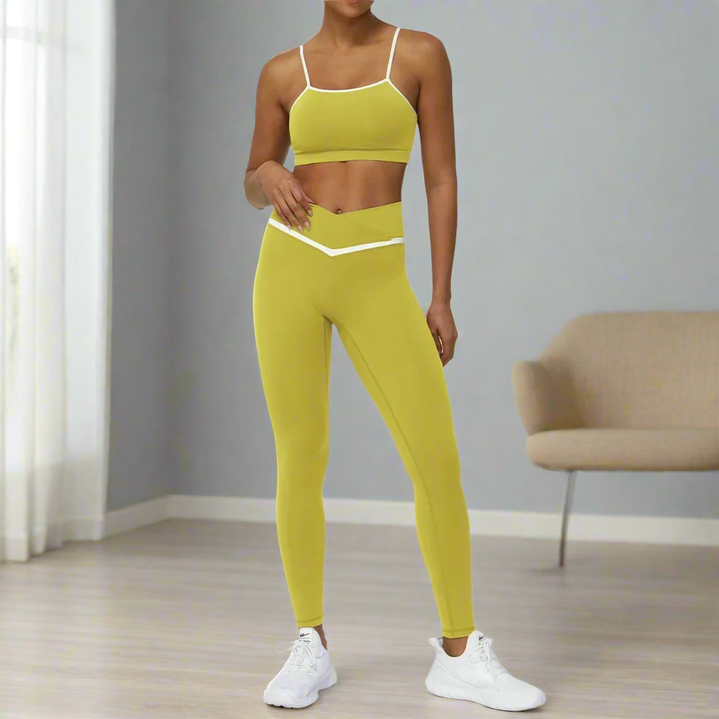 Cross Yoga Set Women's Tracksuit | Supportive Top, Nylon & Spandex, Anti-Pilling, Anti-Shrink