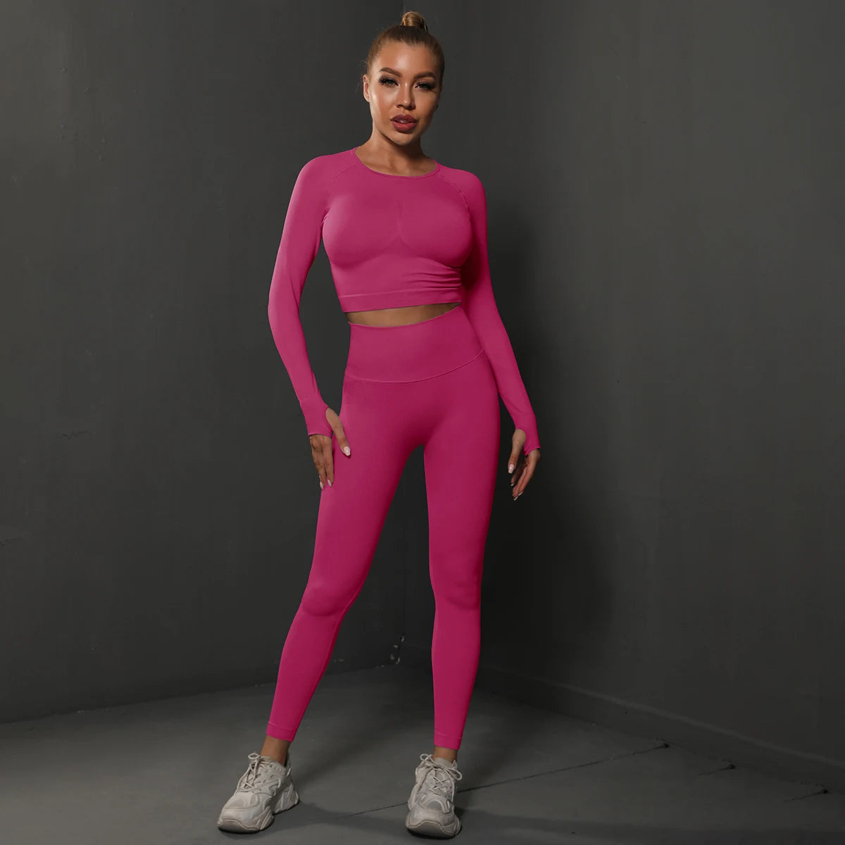 2-Piece Seamless Gym Set | High-Quality Spandex & Nylon, Quick-Dry, Slim Fit, O-Neck Collar