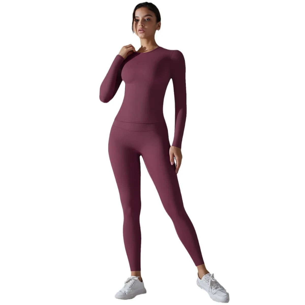 High-Waist Elastic Fitness Suit | Breathable Nylon, Quick-Dry, Stylish, Regular Fit, Long Sleeve