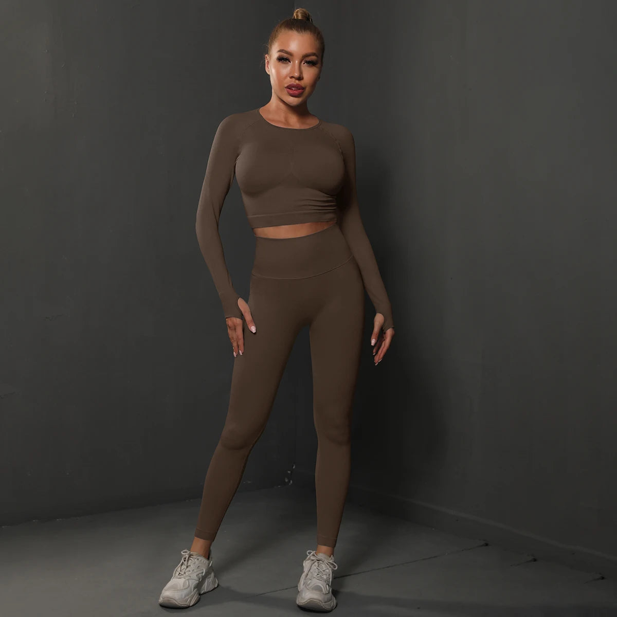 2-Piece Seamless Gym Set | High-Quality Spandex & Nylon, Quick-Dry, Slim Fit, O-Neck Collar