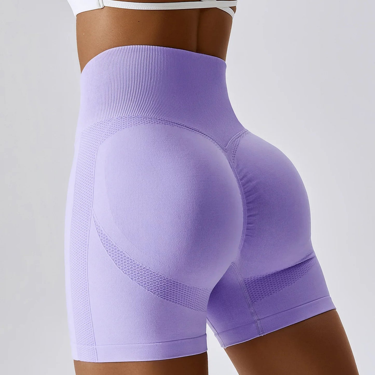 High-Waist Booty Shorts | Seamless Geometric Pattern | Women's Activewear