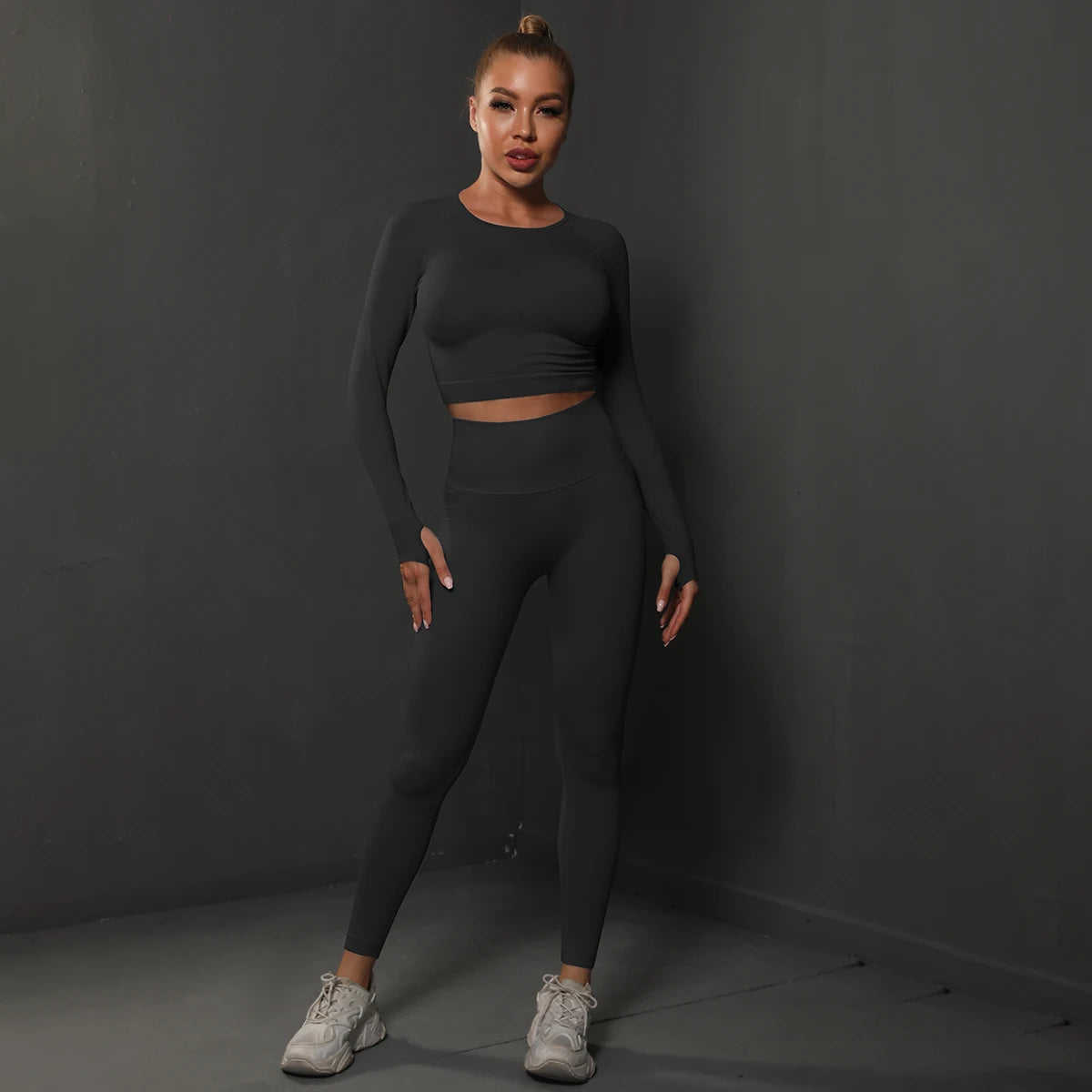 2-Piece Seamless Gym Set | High-Quality Spandex & Nylon, Quick-Dry, Slim Fit, O-Neck Collar