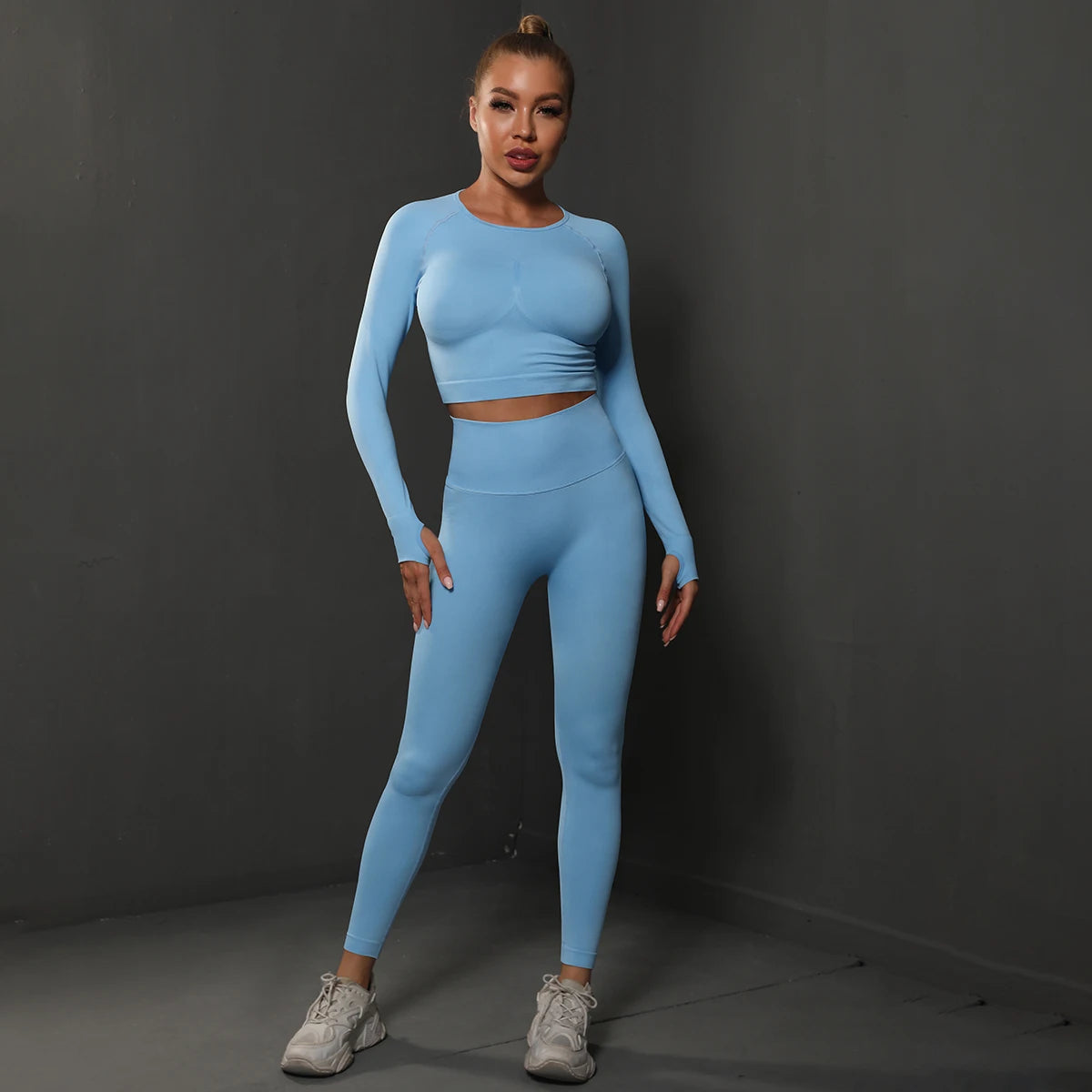 2-Piece Seamless Gym Set | High-Quality Spandex & Nylon, Quick-Dry, Slim Fit, O-Neck Collar