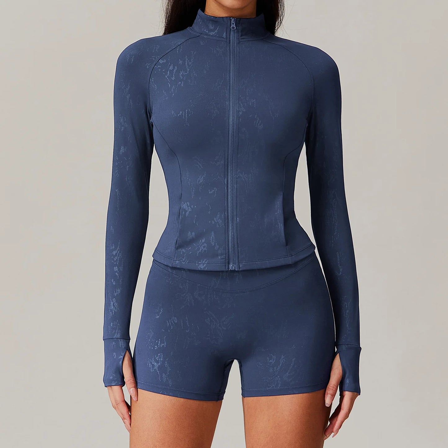 Slim Fit Long-Sleeved Yoga Jacket | Quick-Dry, Moisture-Wicking, Utility Pockets, Nylon & Spandex Blend
