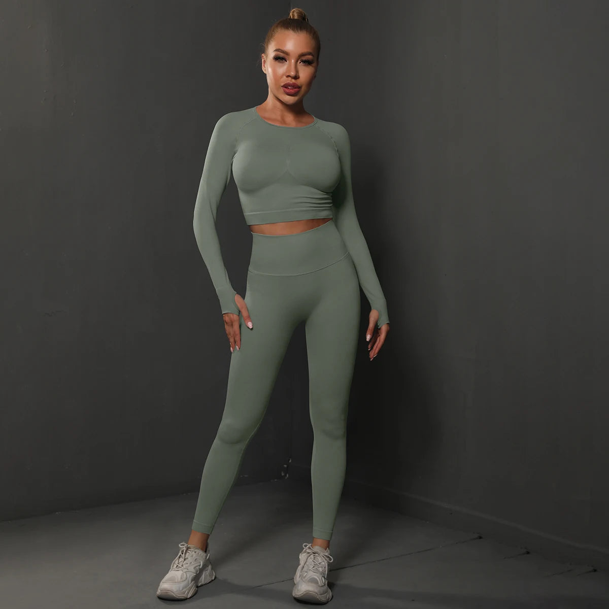 2-Piece Seamless Gym Set | High-Quality Spandex & Nylon, Quick-Dry, Slim Fit, O-Neck Collar
