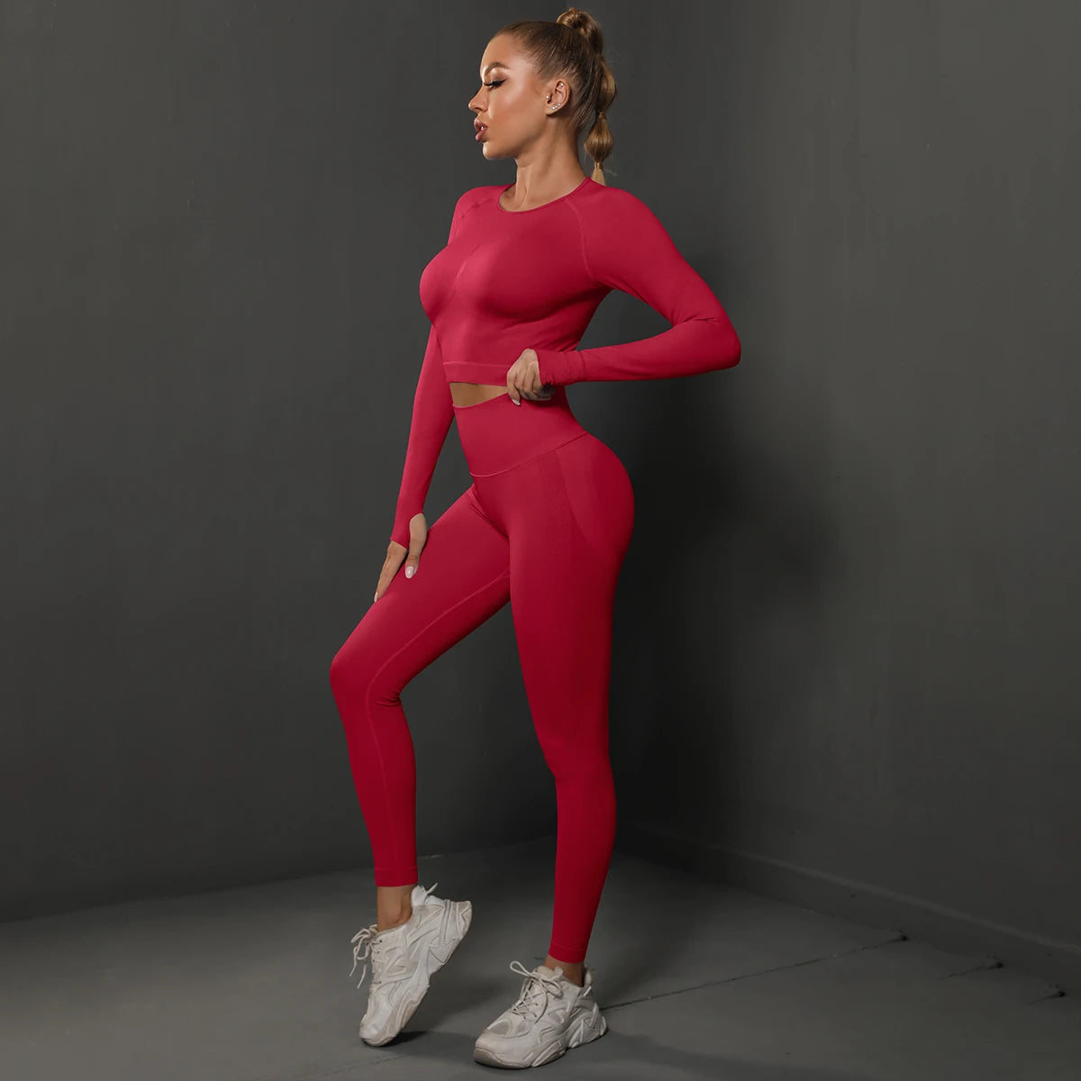 2-Piece Seamless Gym Set | High-Quality Spandex & Nylon, Quick-Dry, Slim Fit, O-Neck Collar