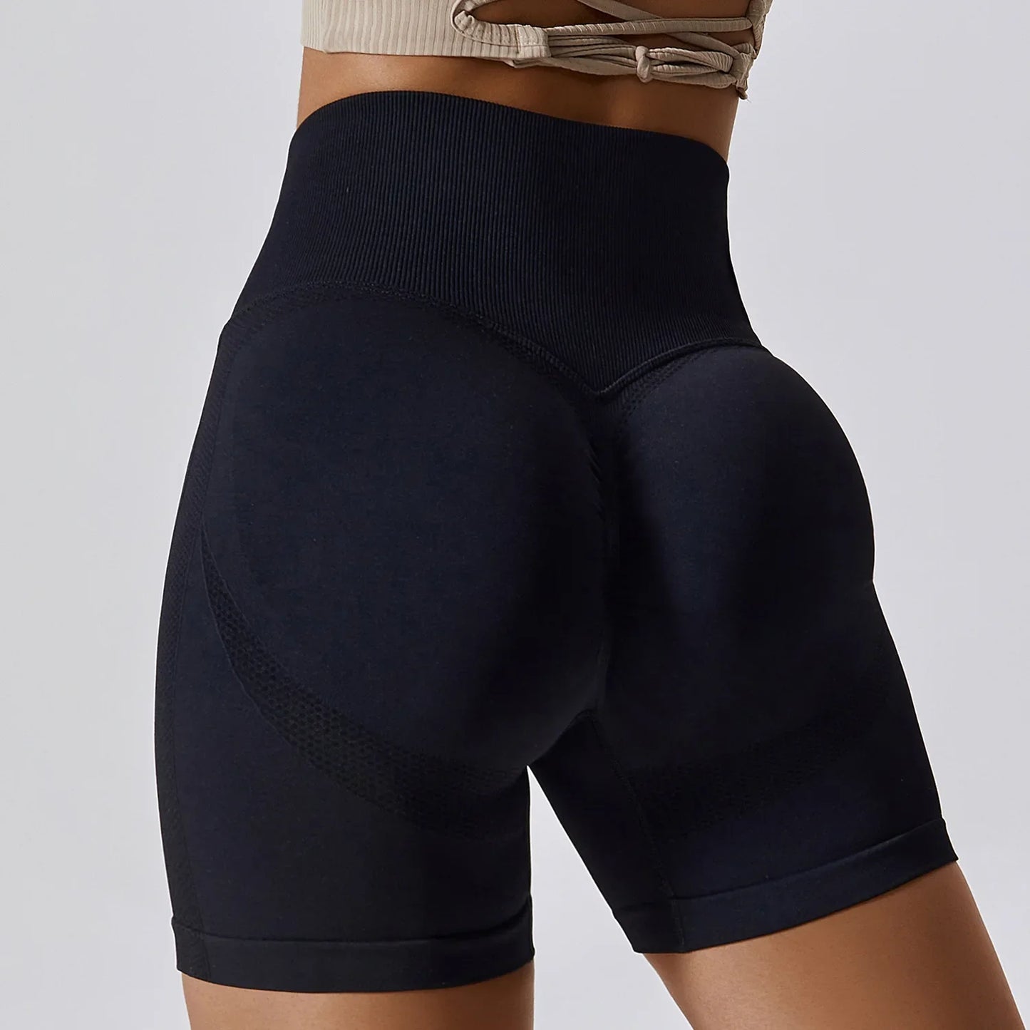 High-Waist Booty Shorts | Seamless Geometric Pattern | Women's Activewear