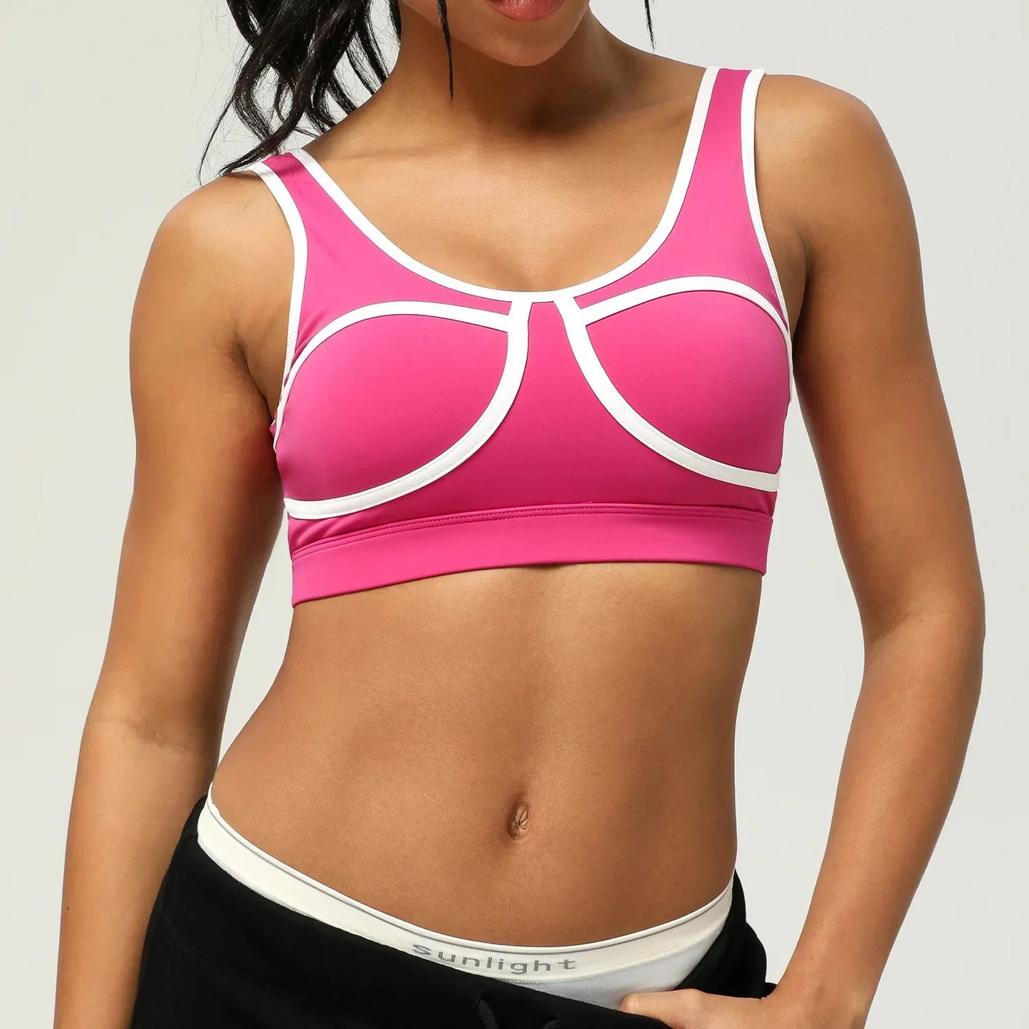 Women's Active Sports Bra | Quick-Dry, Built-In Cups, Nylon & Spandex Blend, Seamless Design.