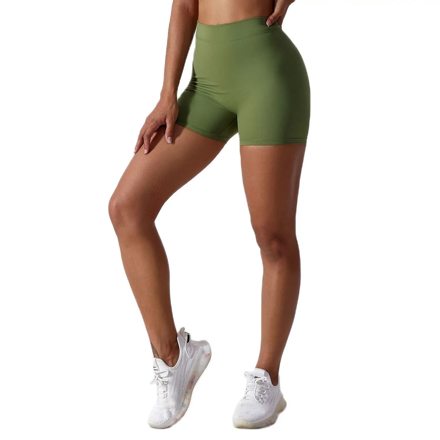 High-Waist Scrunch Booty Shorts | Nylon, Stylish Fit for Yoga & Athletic Activities, Chemical-Free