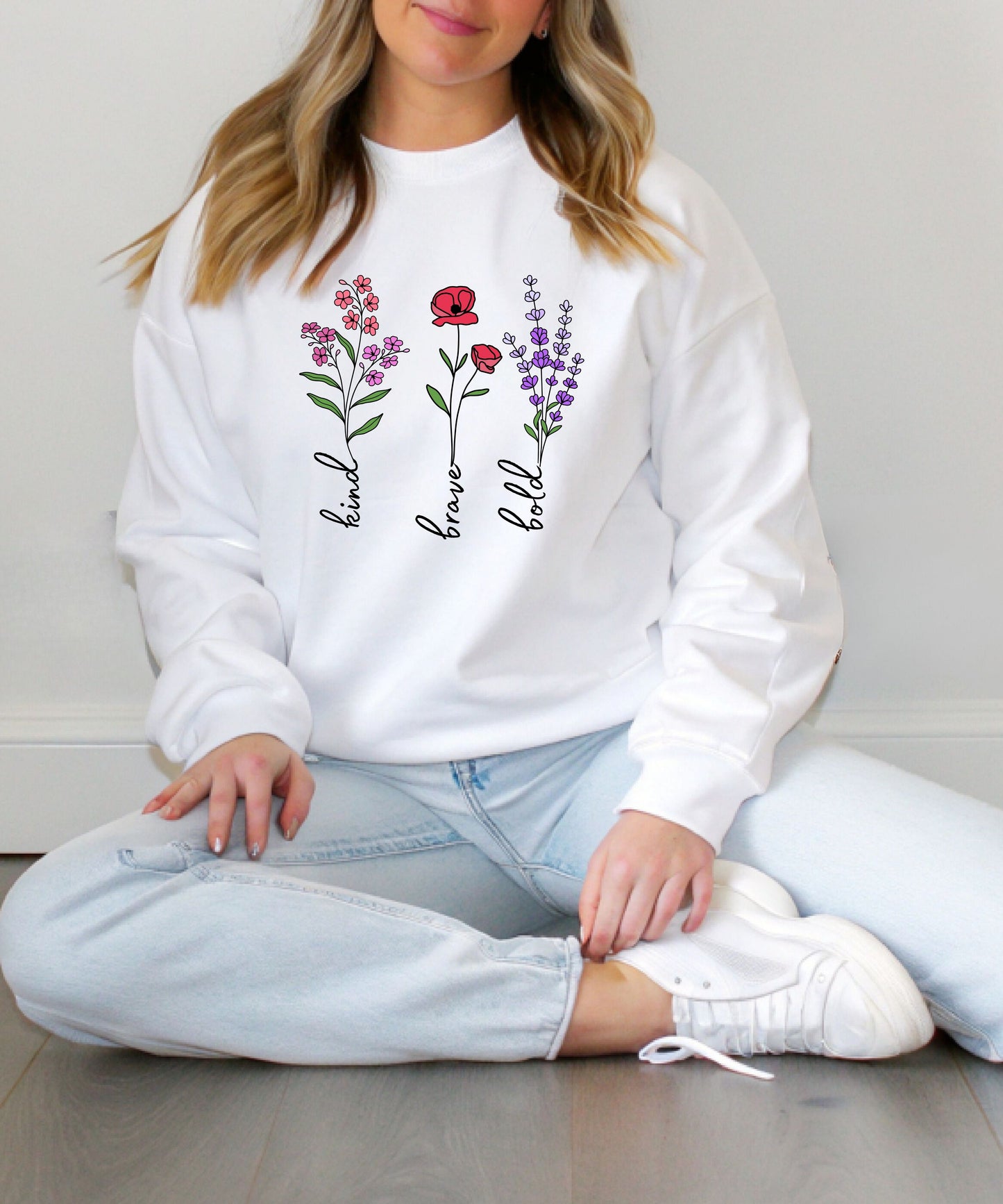 Bold. Kind. Brave. Statement Sweatshirt – Empowering Minimalist Quote on Cozy Gildan 18000 Crewneck