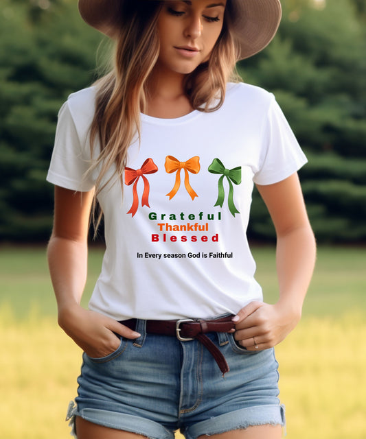 Grateful Thankful Blessed Shirt | Christian Fall Faith Tee |God is Faithful Shirt | Seasonal Blessings Shirt