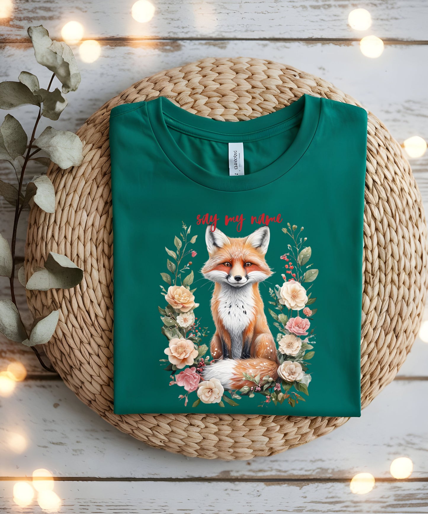 Boho Floral Fox Tee | Say My Name| Animal Shirt for Nature Lovers